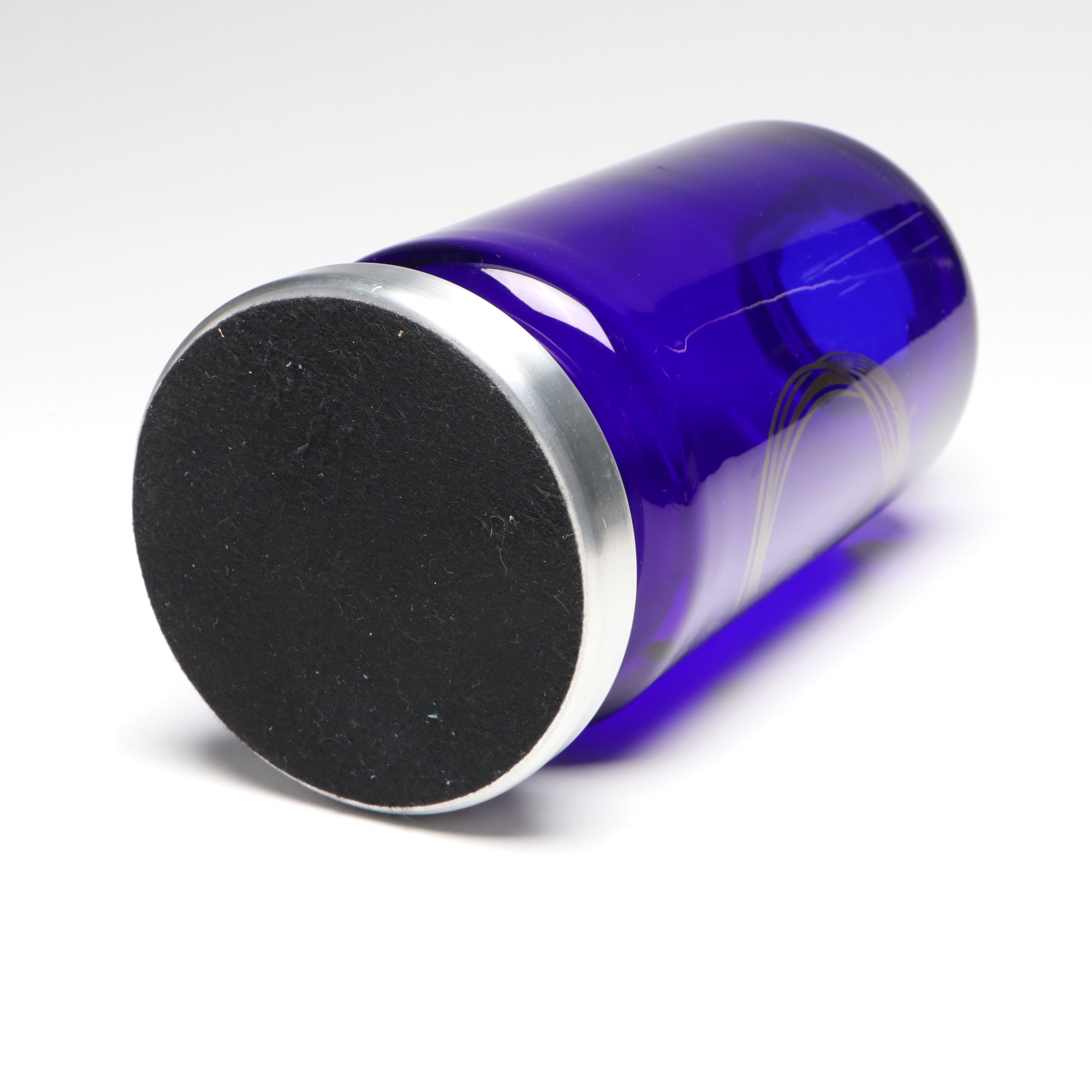 Erté for Franklin Mint "Fireflies" Cobalt Glass and Metal Vase, 1980s