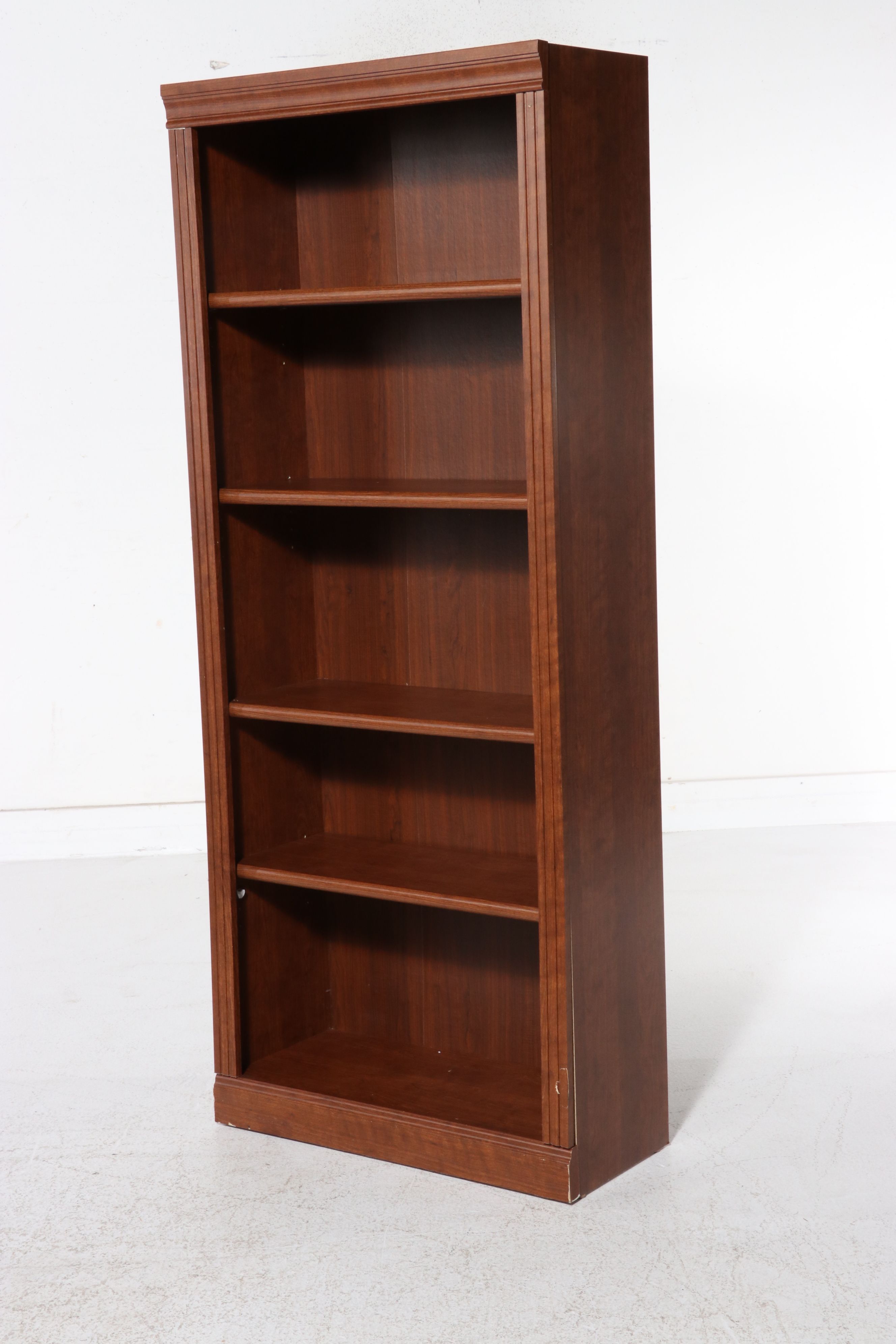 Pair of Contemporary Wood-Grain Laminate Bookcases, 21st Century