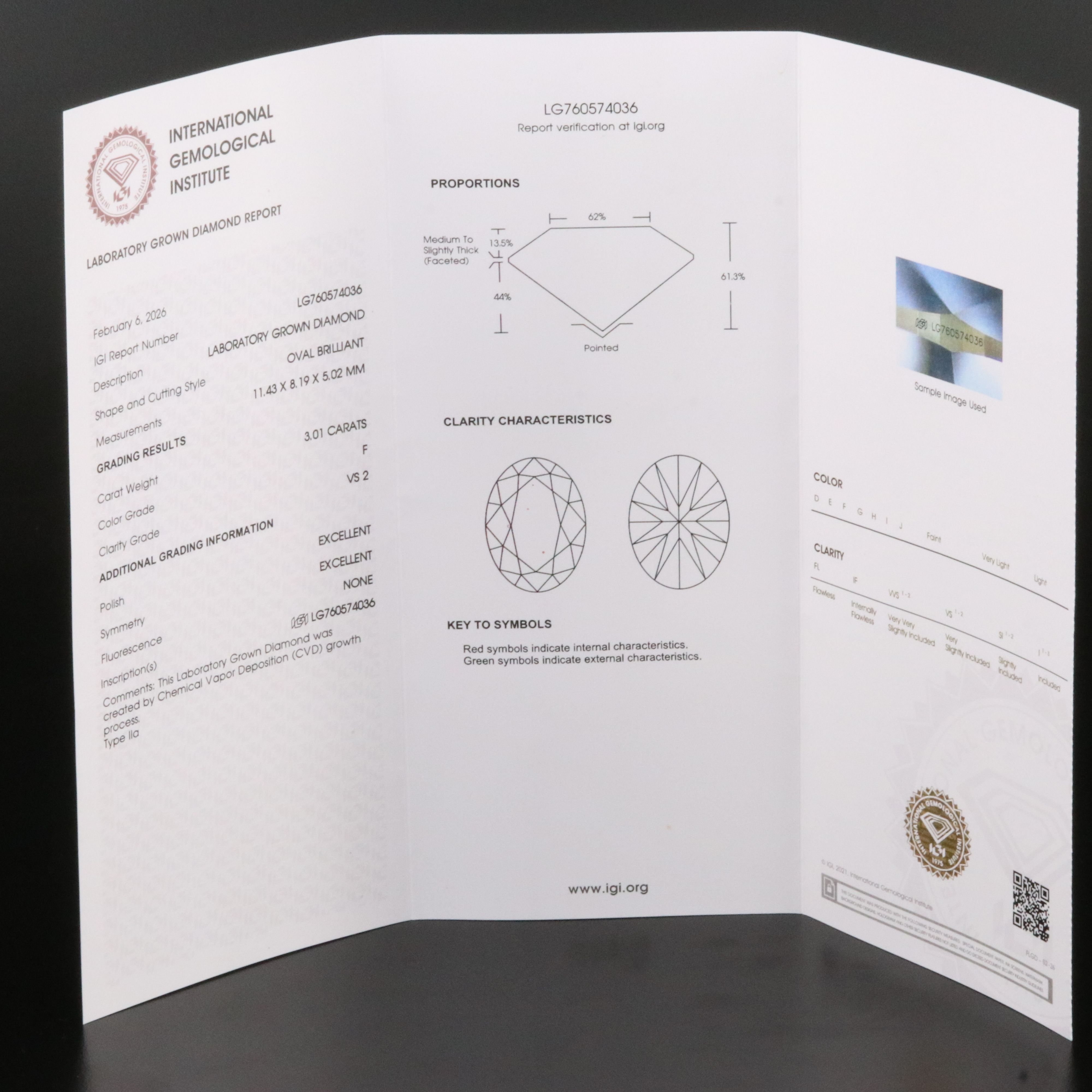 14K 3.01 CT Lab Grown Diamond Solitaire Ring with IGI Report