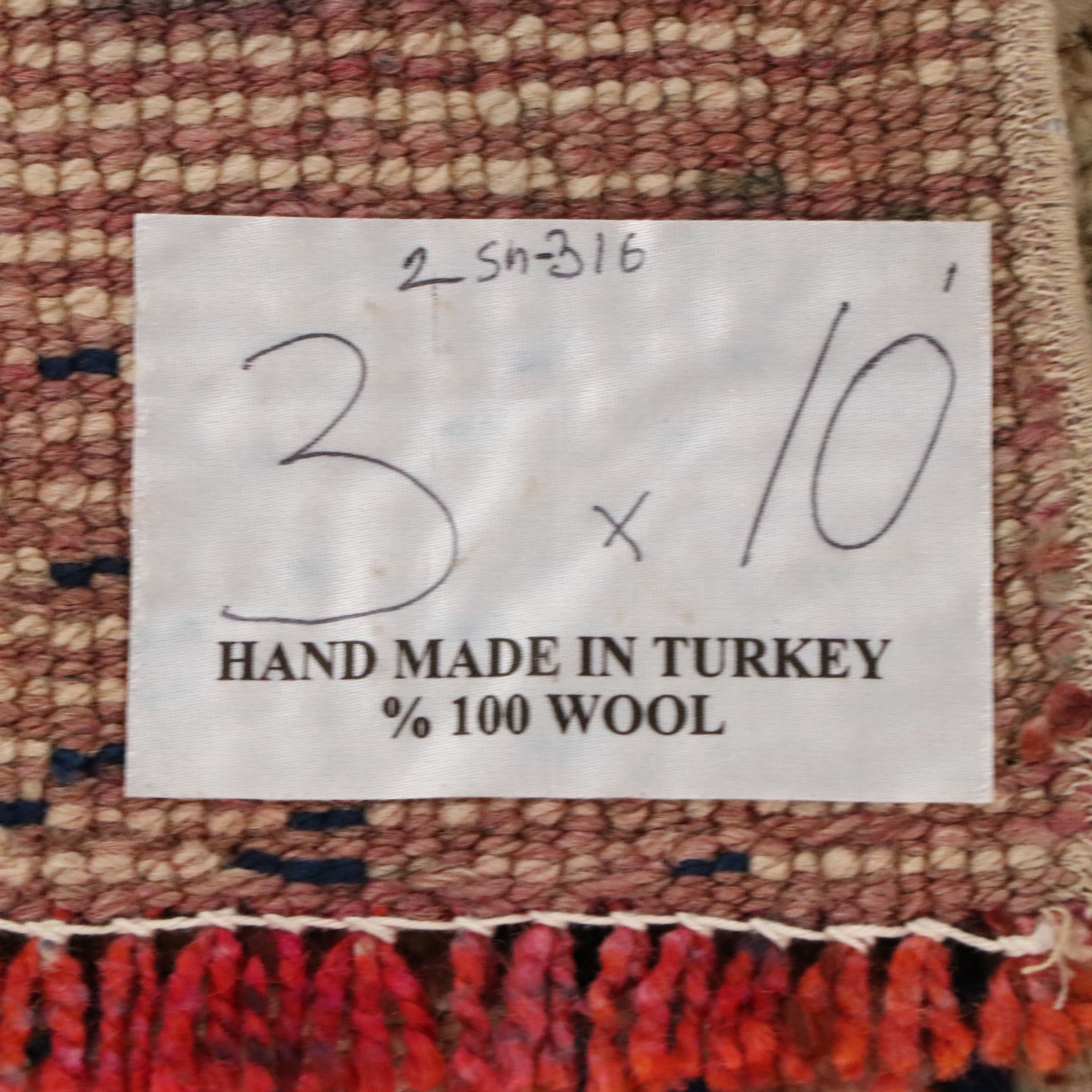 3'1 x 10'2 Hand-Knotted Turkish Oushak Long Rug