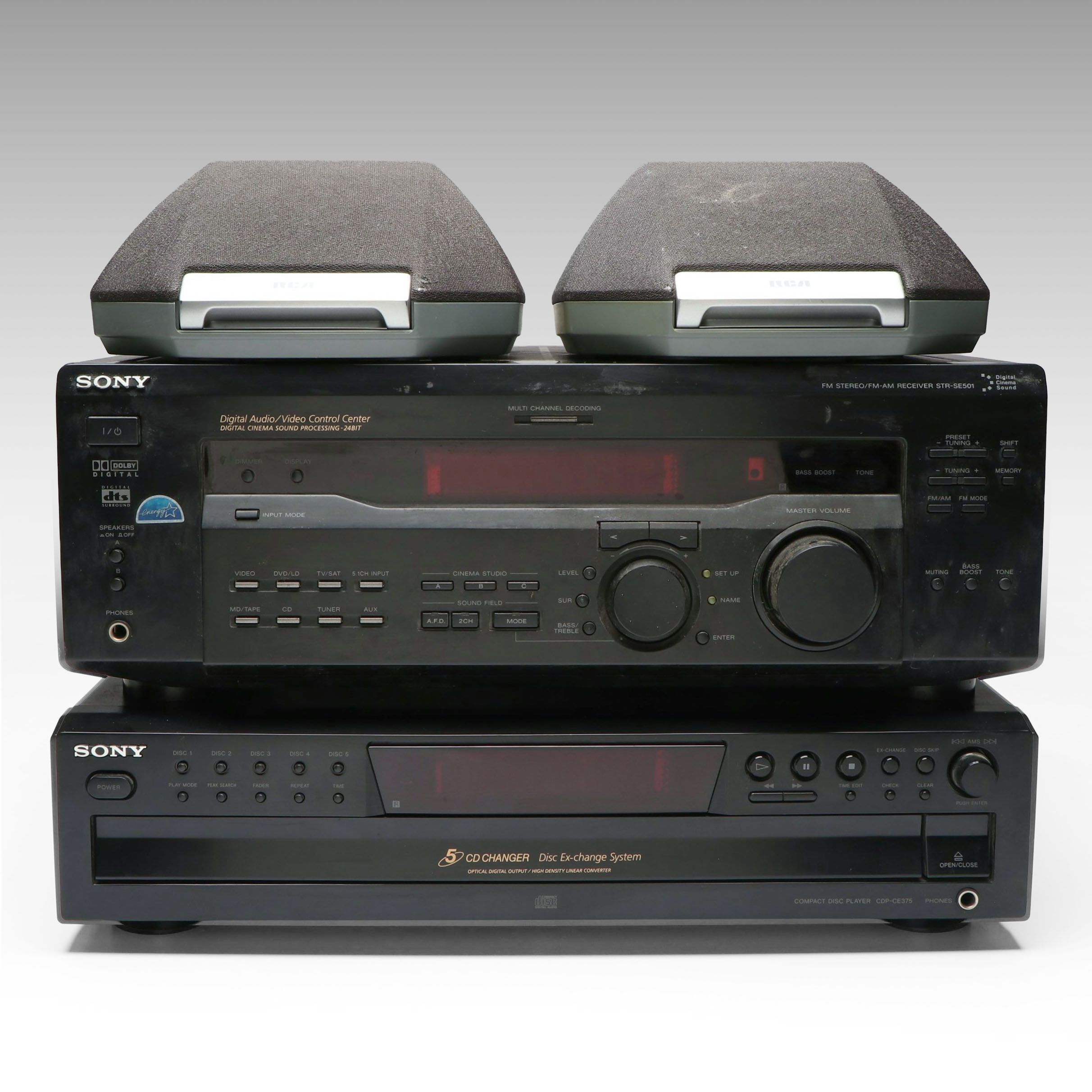 Sony 5 CD Changer and Sony A/V Control Center with RCA Speakers