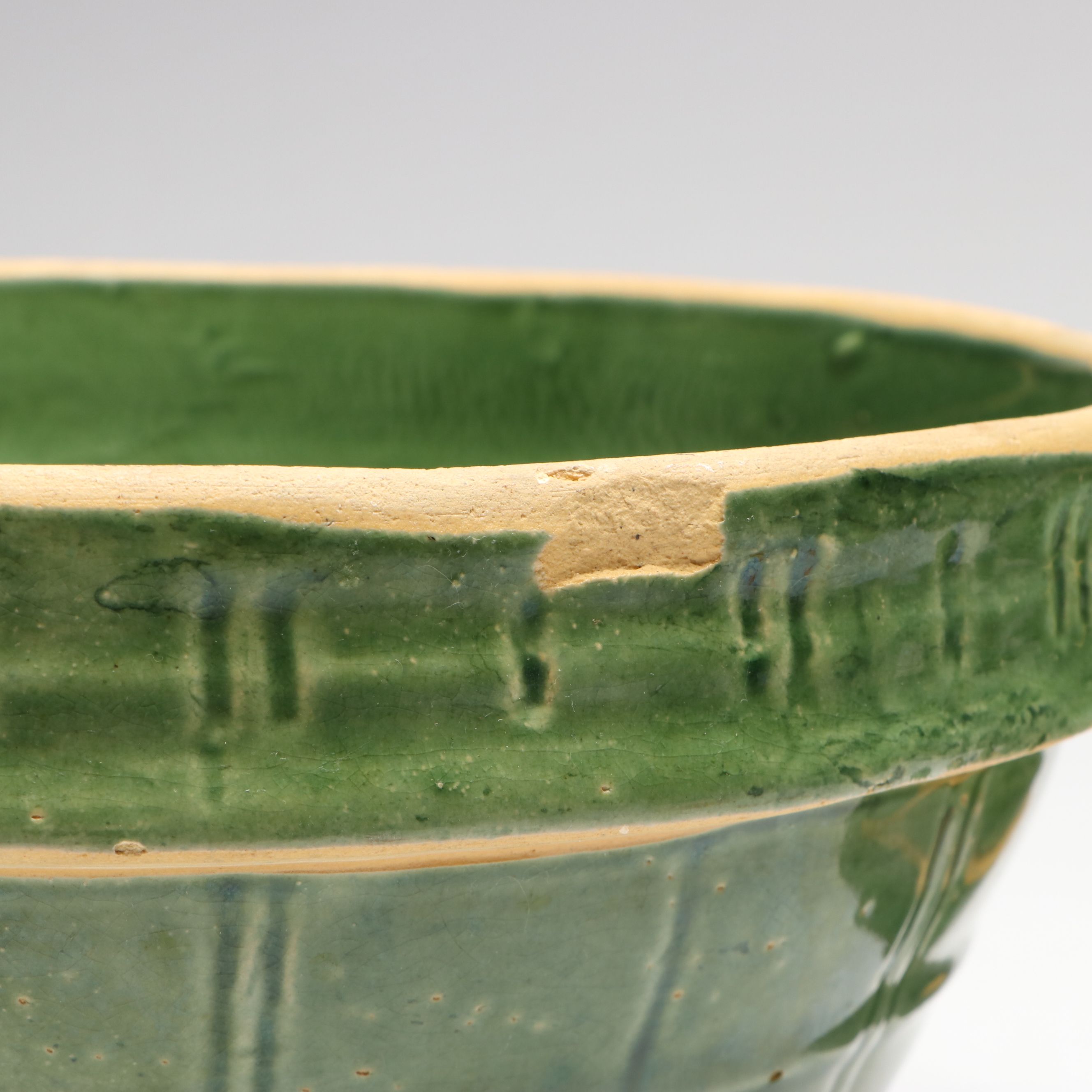 McCoy "Windowpane" with Other Green Stoneware Bowls, Early to Mid-20th C.