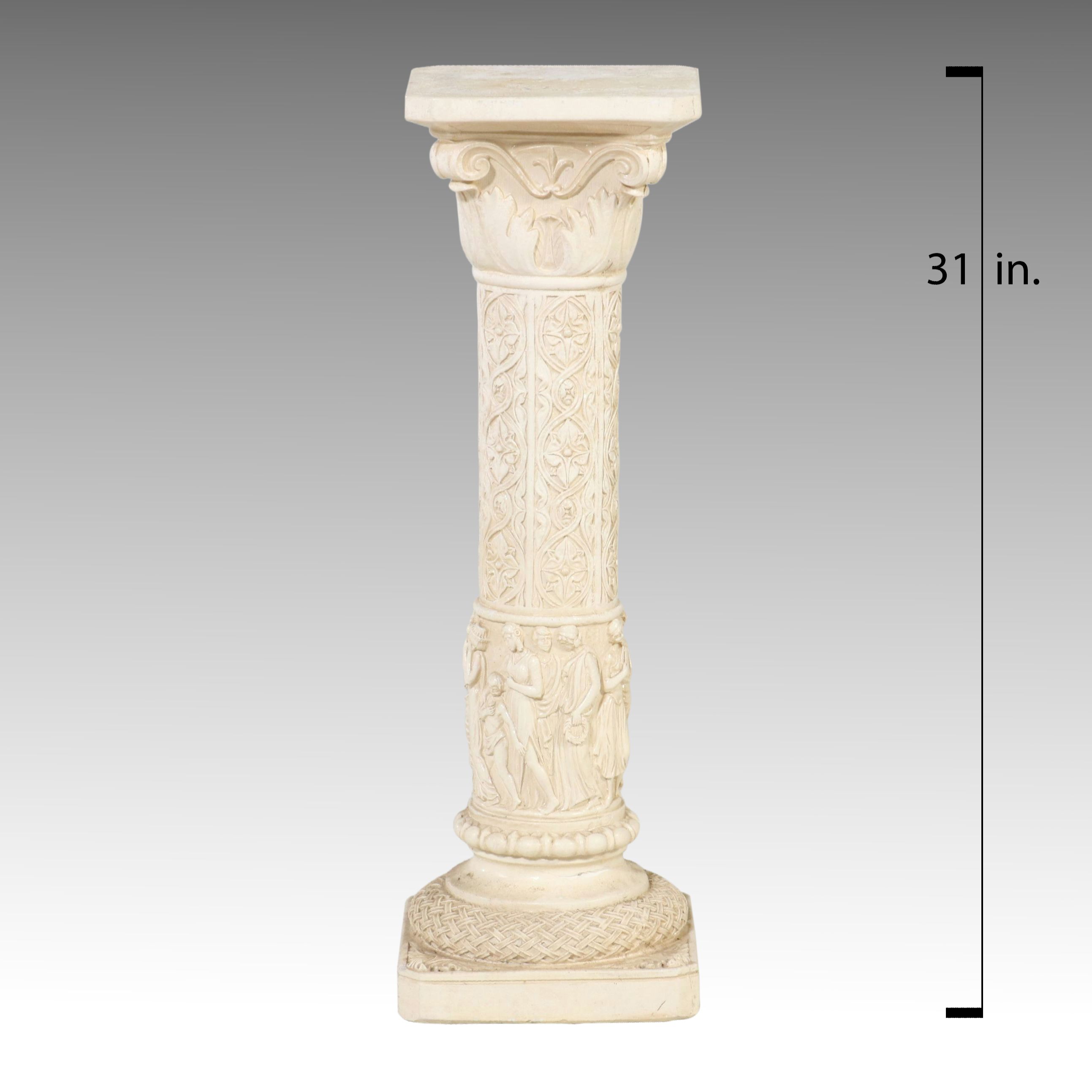 Neoclassical Style Relief Ceramic Pedestal