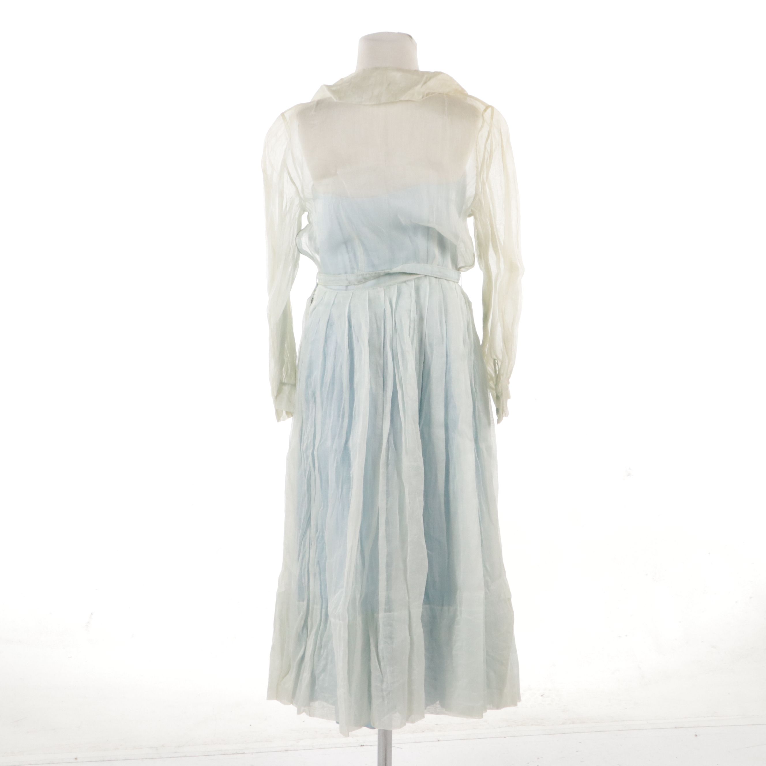 Bridesmaid Strapless Dress with Fitted Cotton Organdie Overdress, 1940s