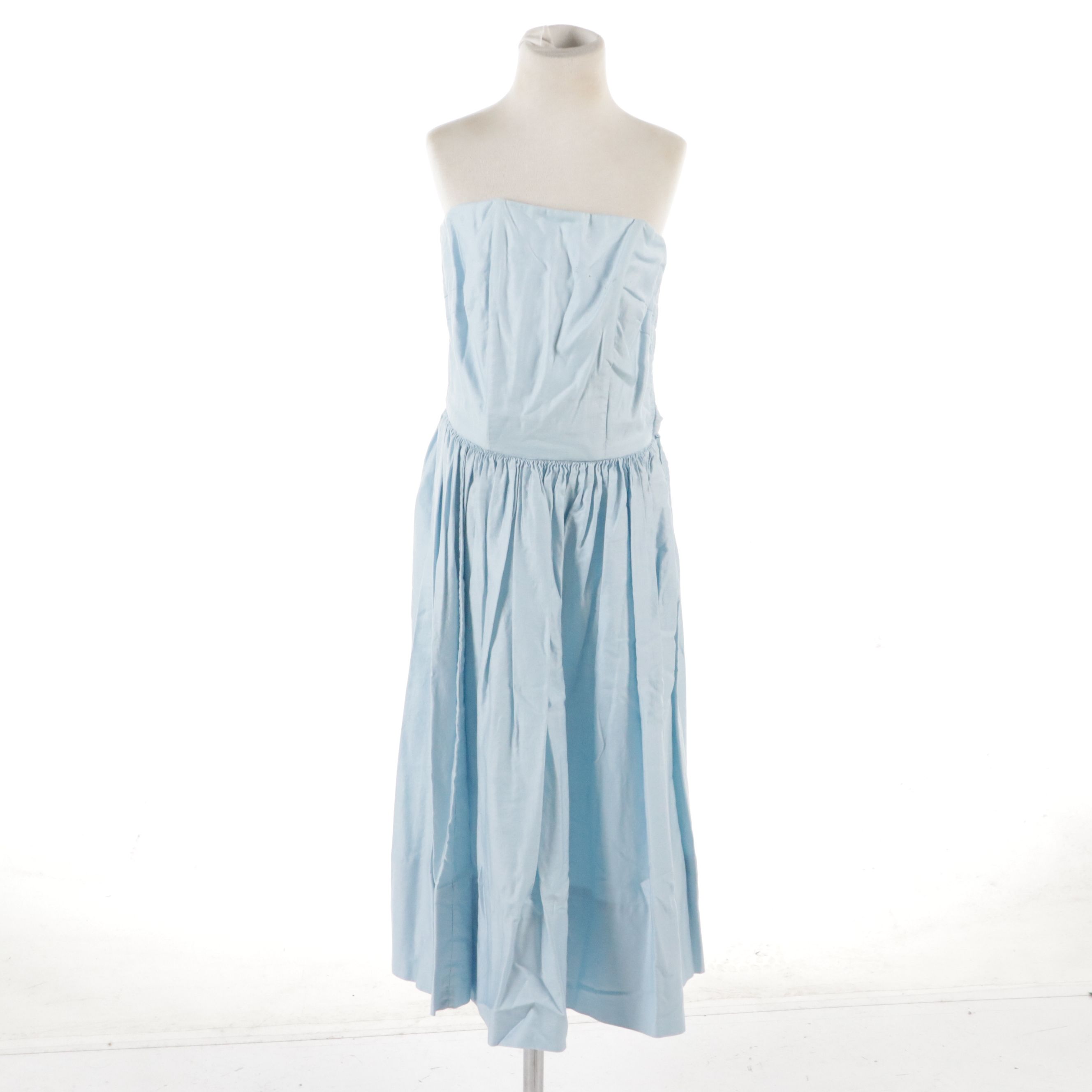 Bridesmaid Strapless Dress with Fitted Cotton Organdie Overdress, 1940s