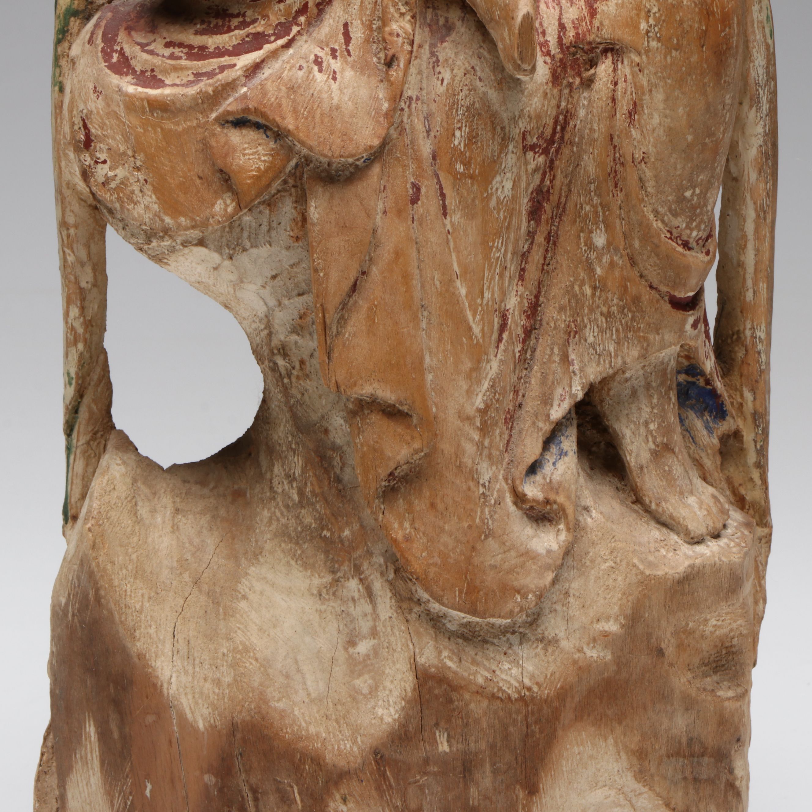 Antique Chinese Carved Wood Sculpture of Guanyin