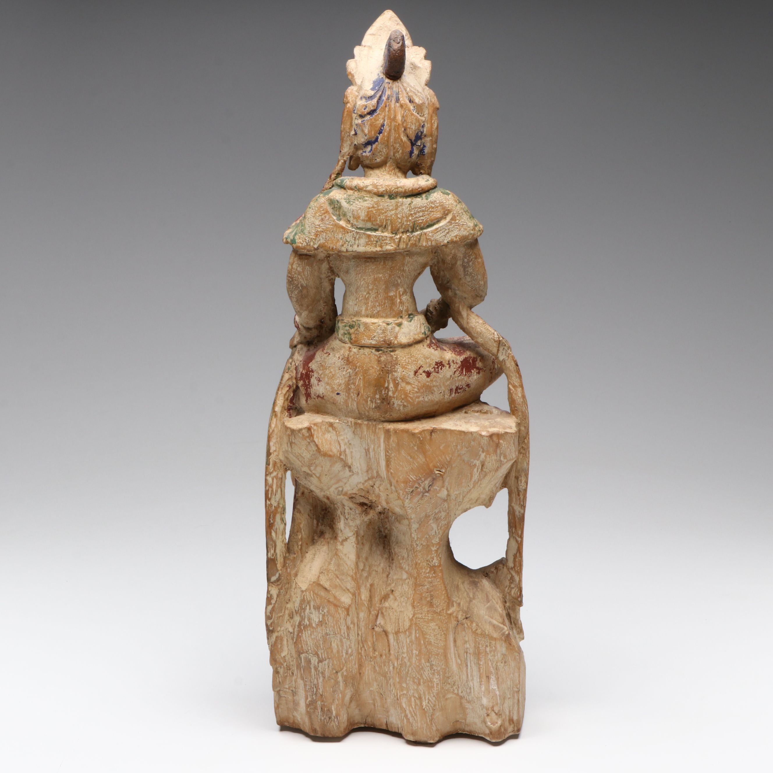 Antique Chinese Carved Wood Sculpture of Guanyin