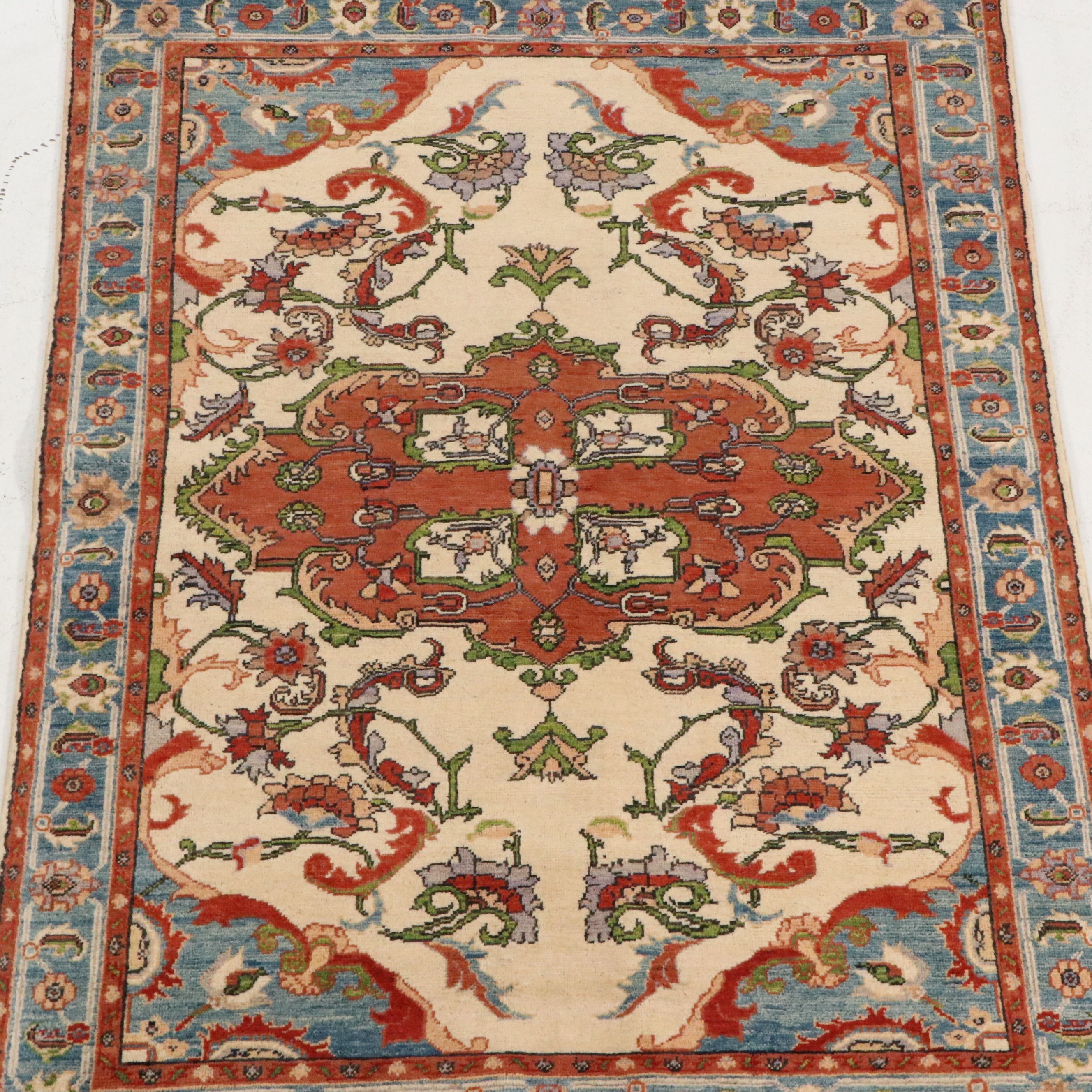 4'9 x 6'9 Hand-Knotted Afghan Kazak Area Rug