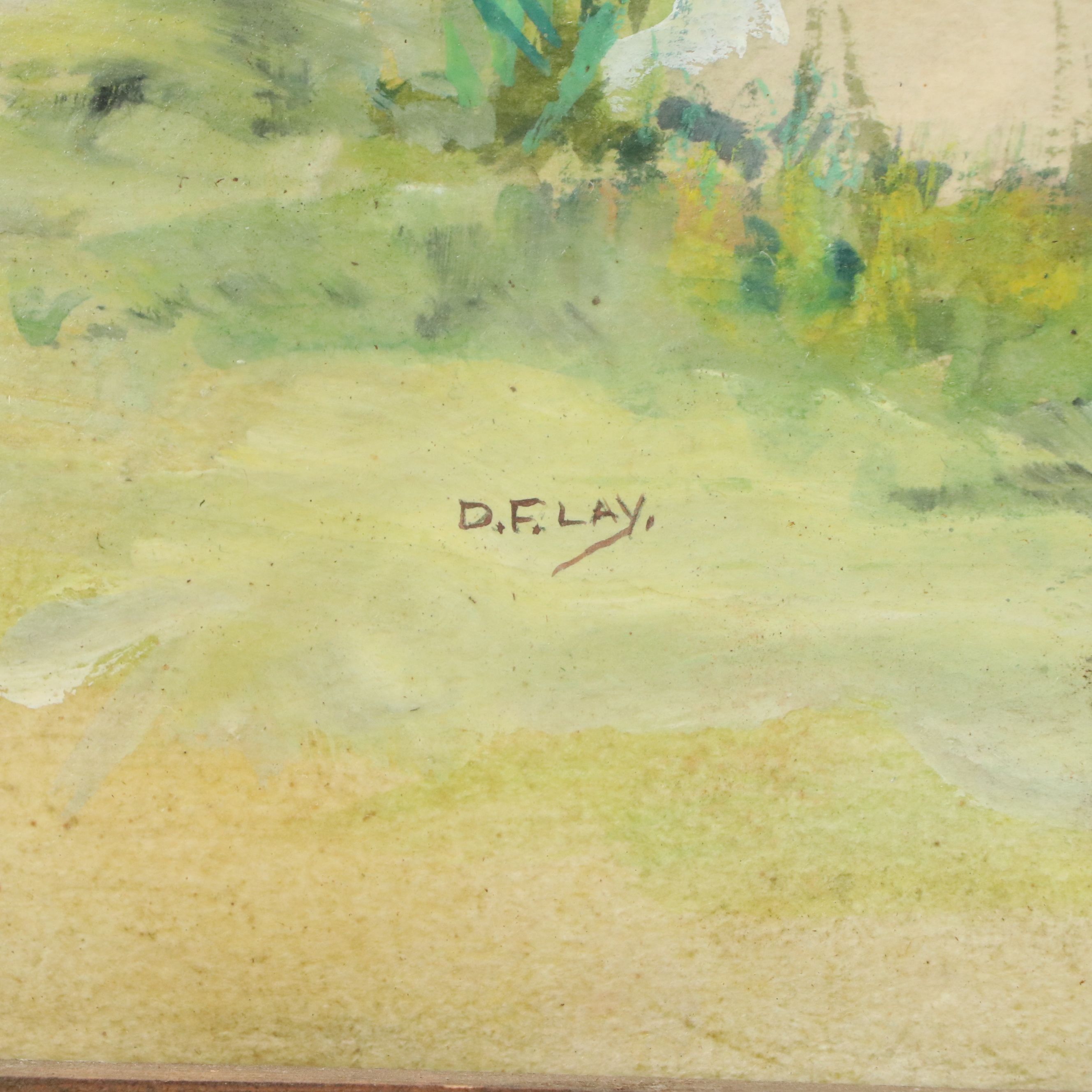 D. F. Lay Watercolor Painting of Peregrine Falcon Feeding on Red Grouse