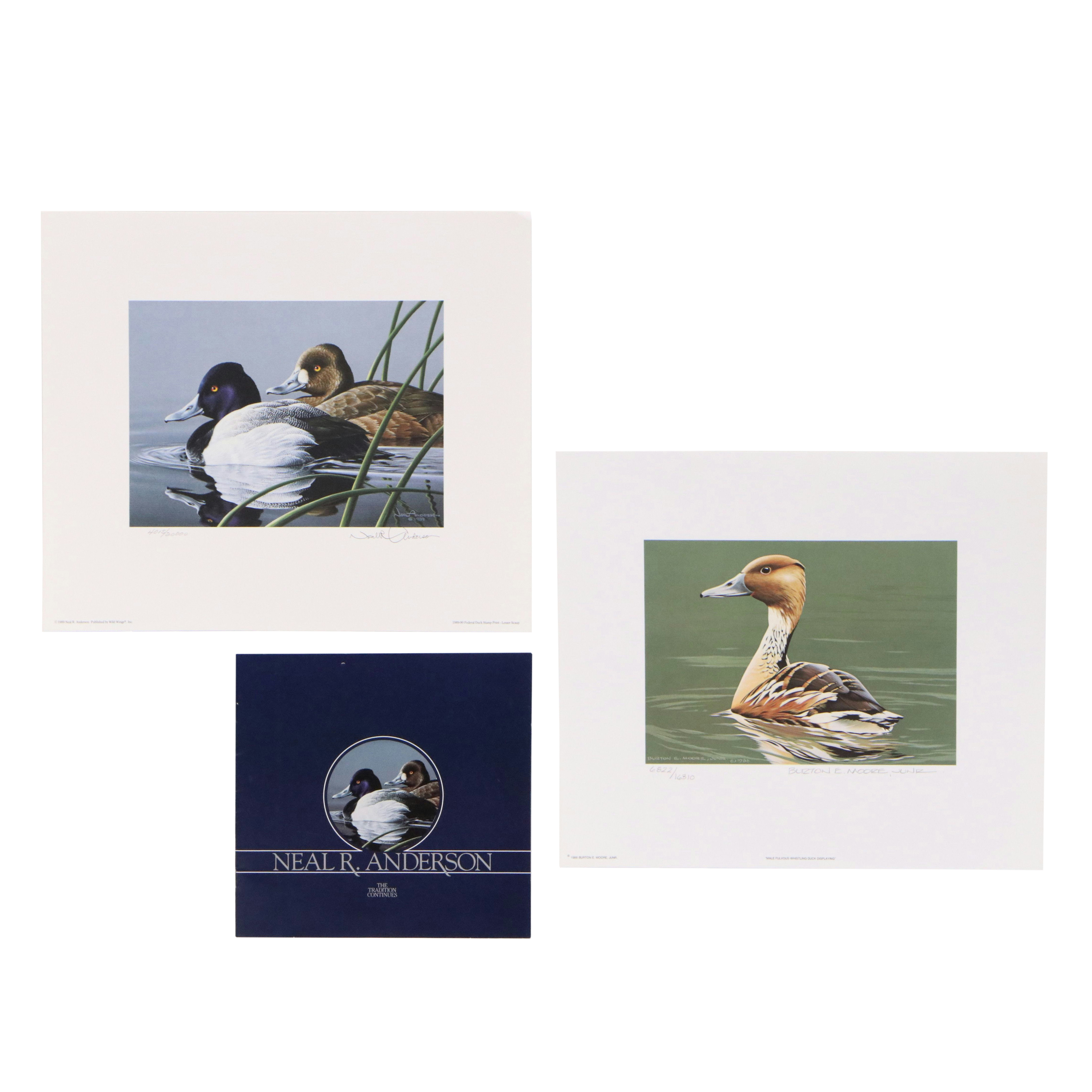 Burton E. Moore and Neal Anderson Offset Lithograph Duck Stamp Prints