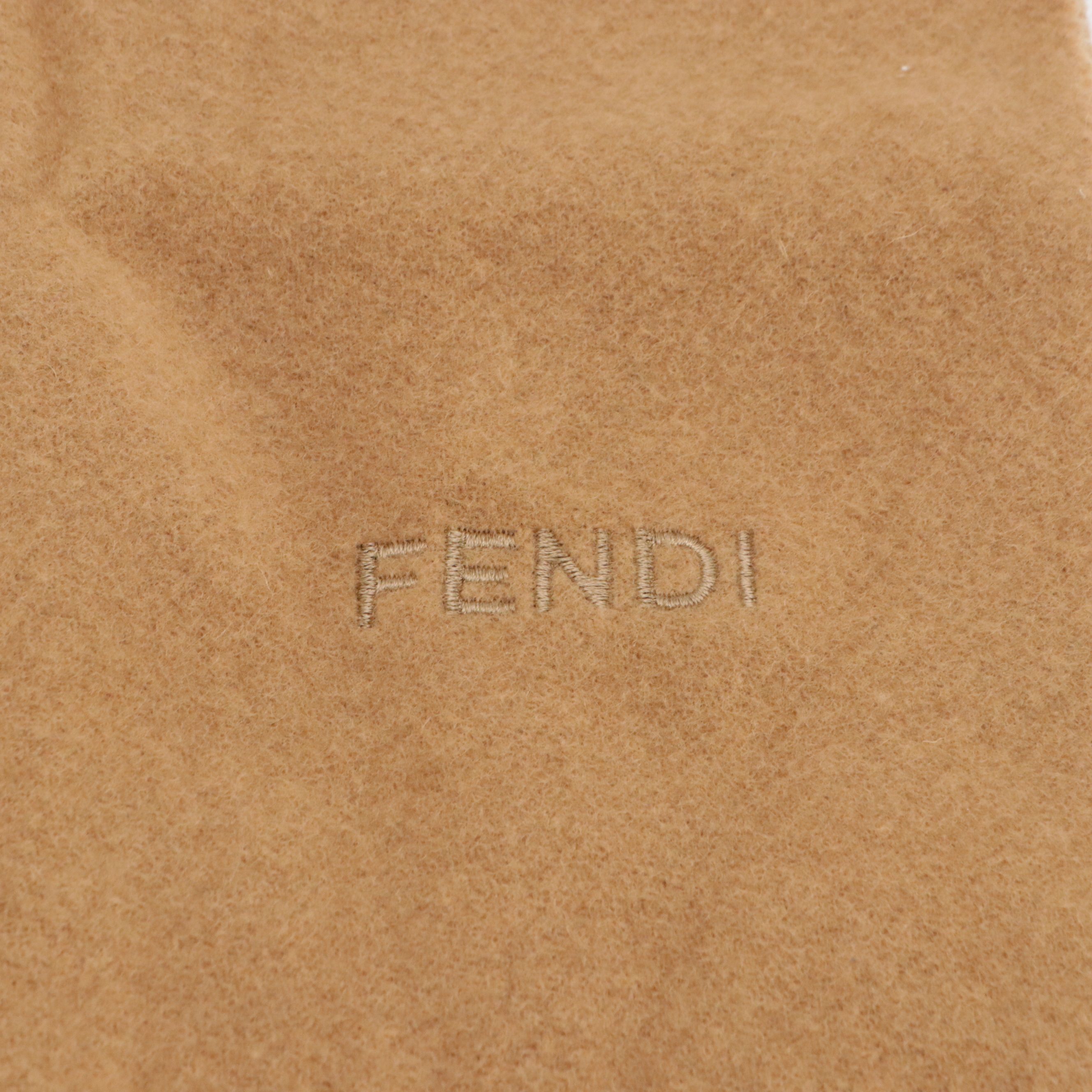 Fendi Tan Wool Fringe Scarf