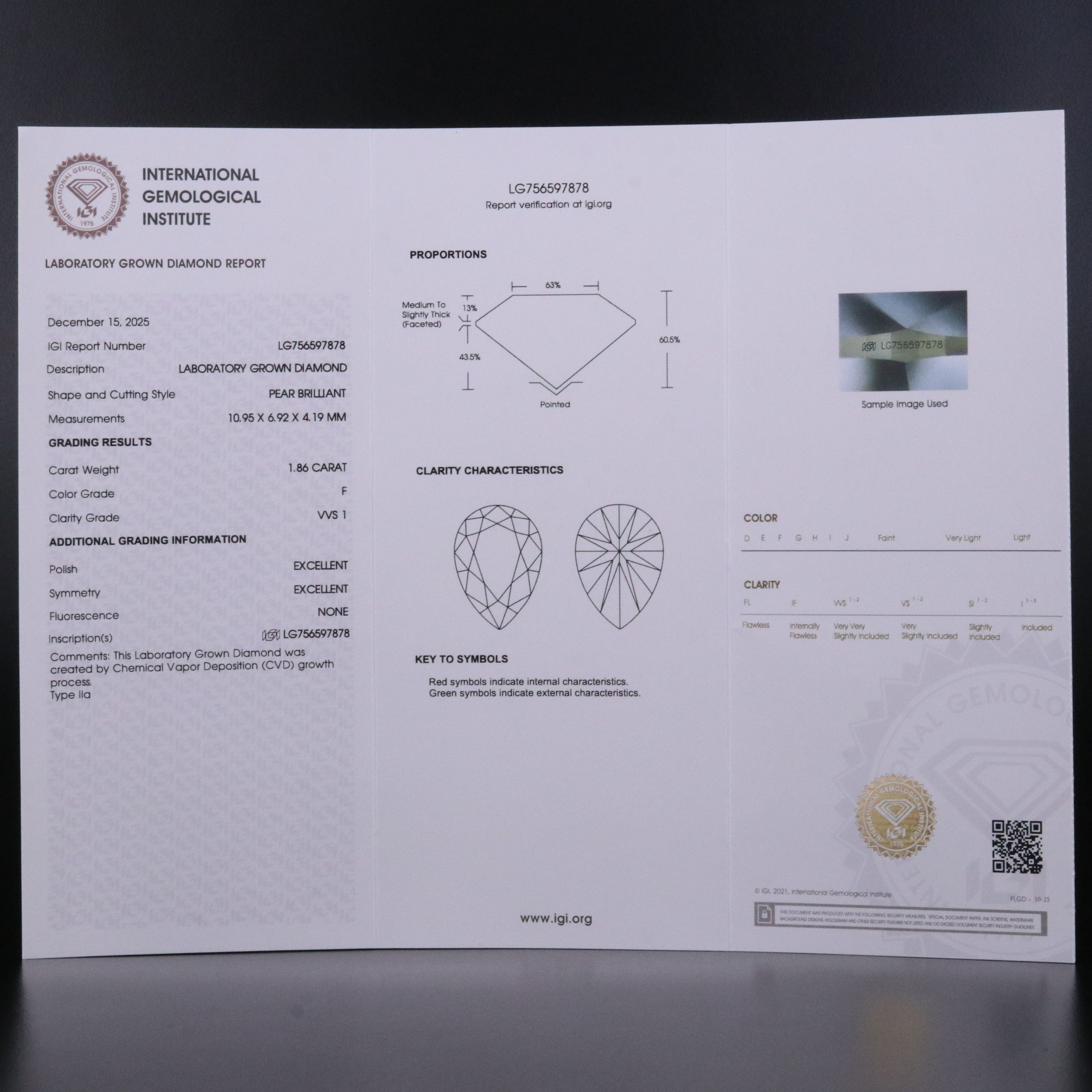 18K 4.36 CTW Lab Grown Diamond Ring with IGI Report