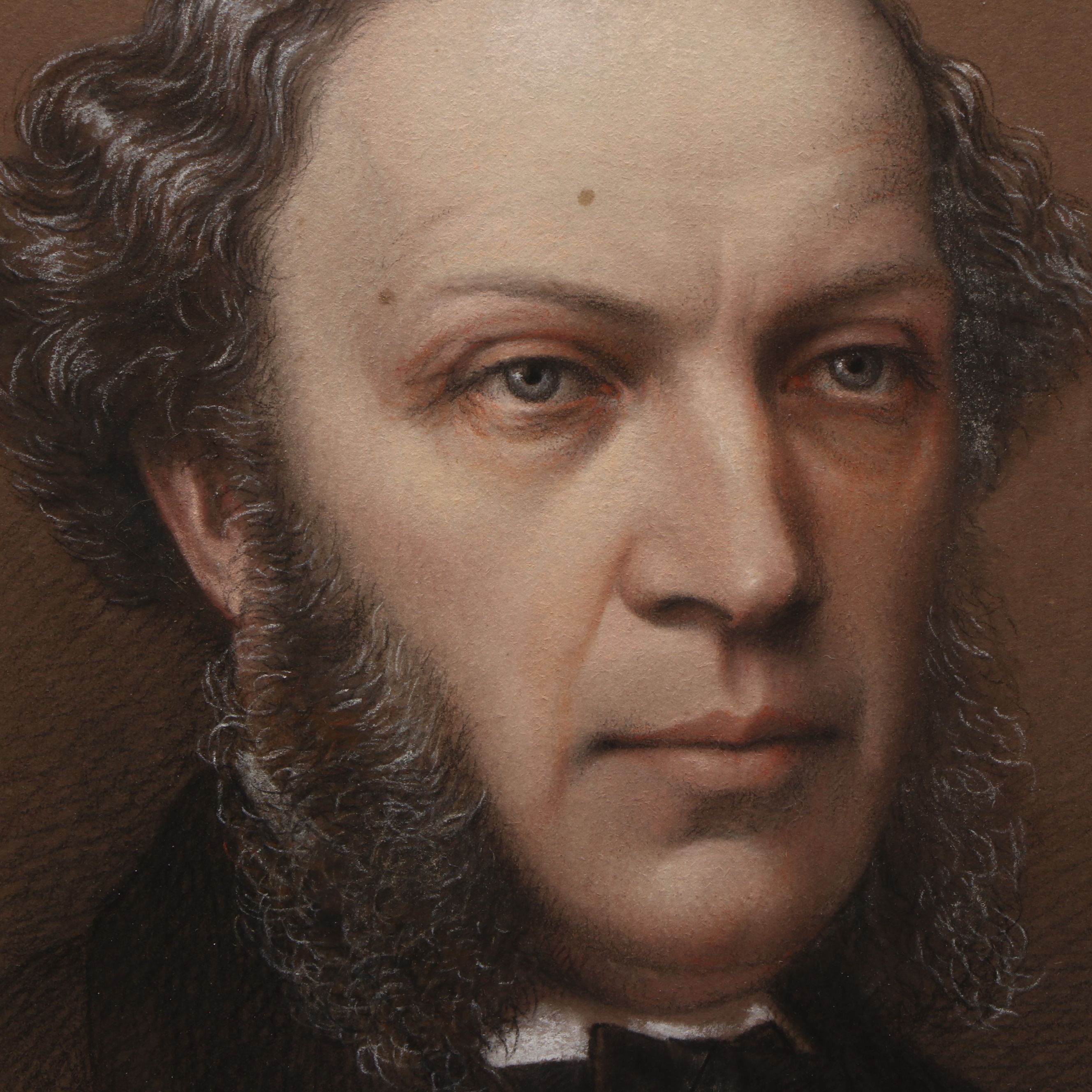 Antique Pastel Portrait Drawing of Businessman, Circa 1877