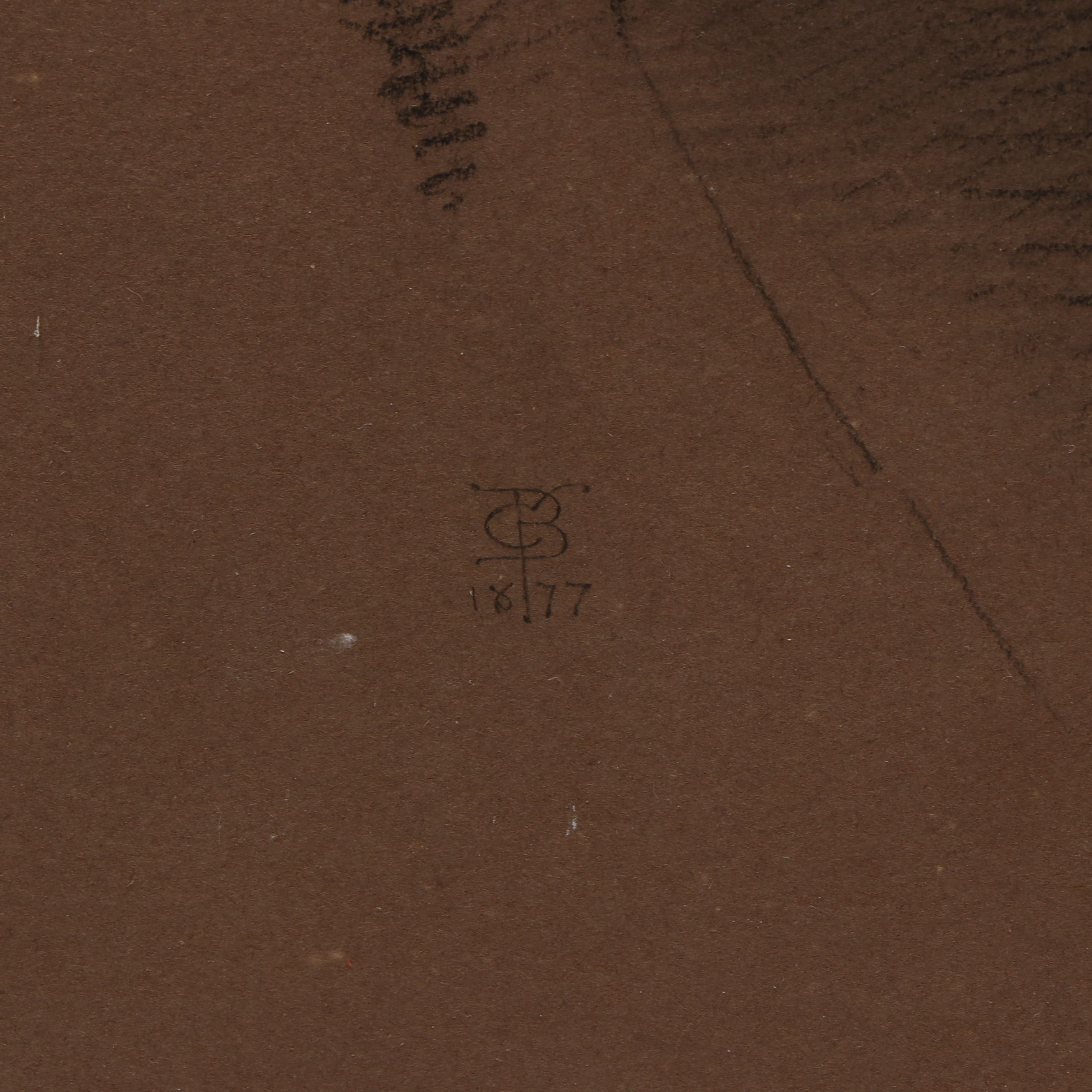 Antique Pastel Portrait Drawing of Businessman, Circa 1877