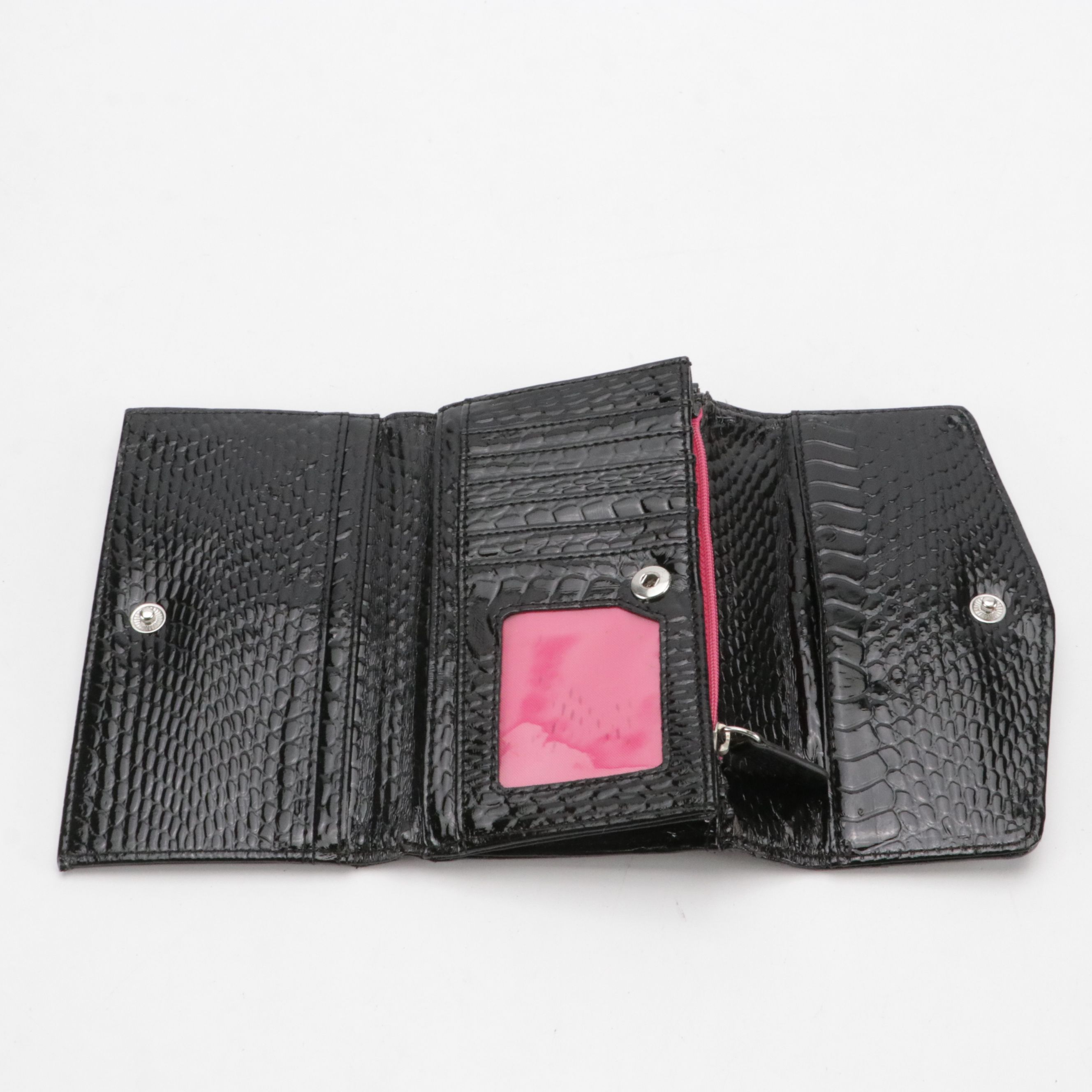 Mundi Croc PVC Flap Clutch Wallet, Harrods & Liz Claiborne Shiny Trifold Wallets