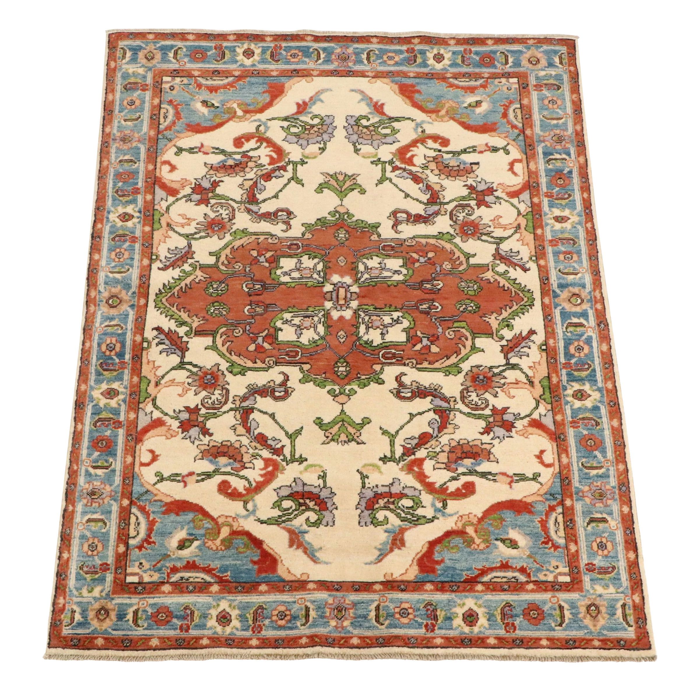 4'9 x 6'9 Hand-Knotted Afghan Kazak Area Rug