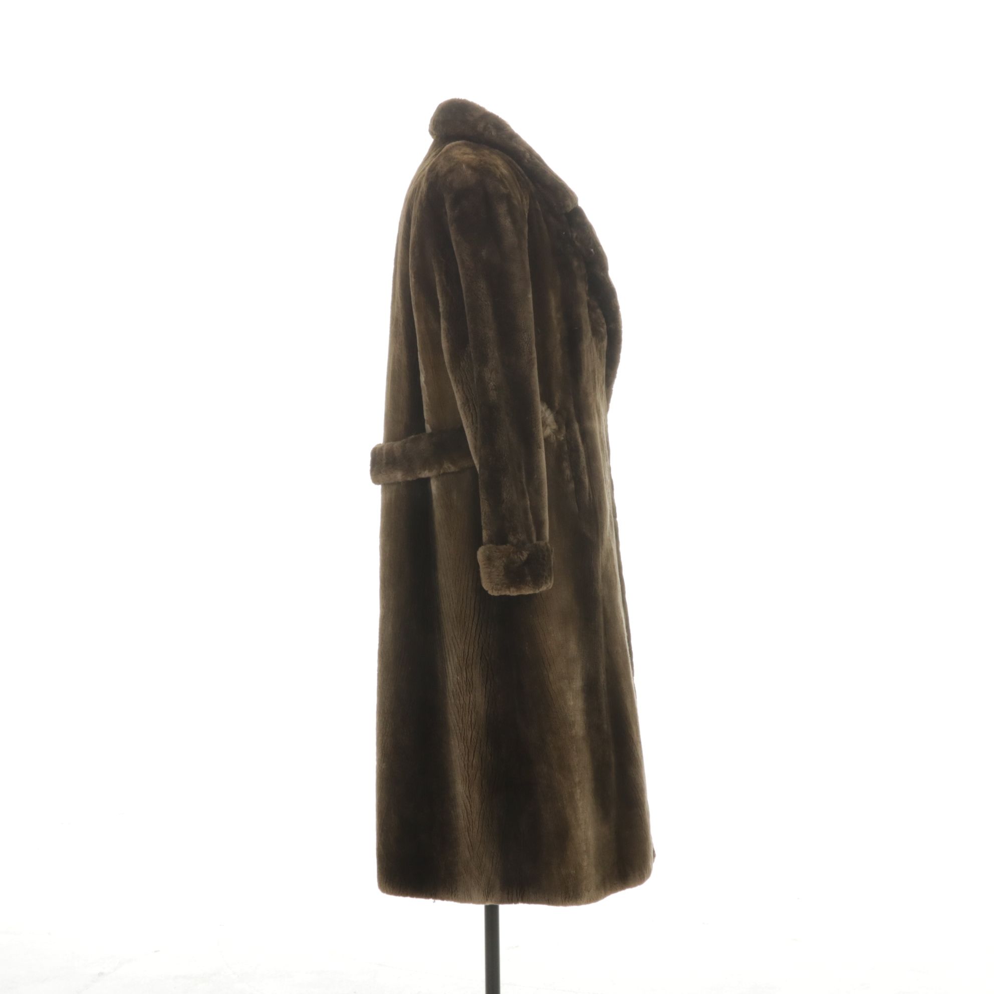 Sheared Beaver Fur Full-Length Coat