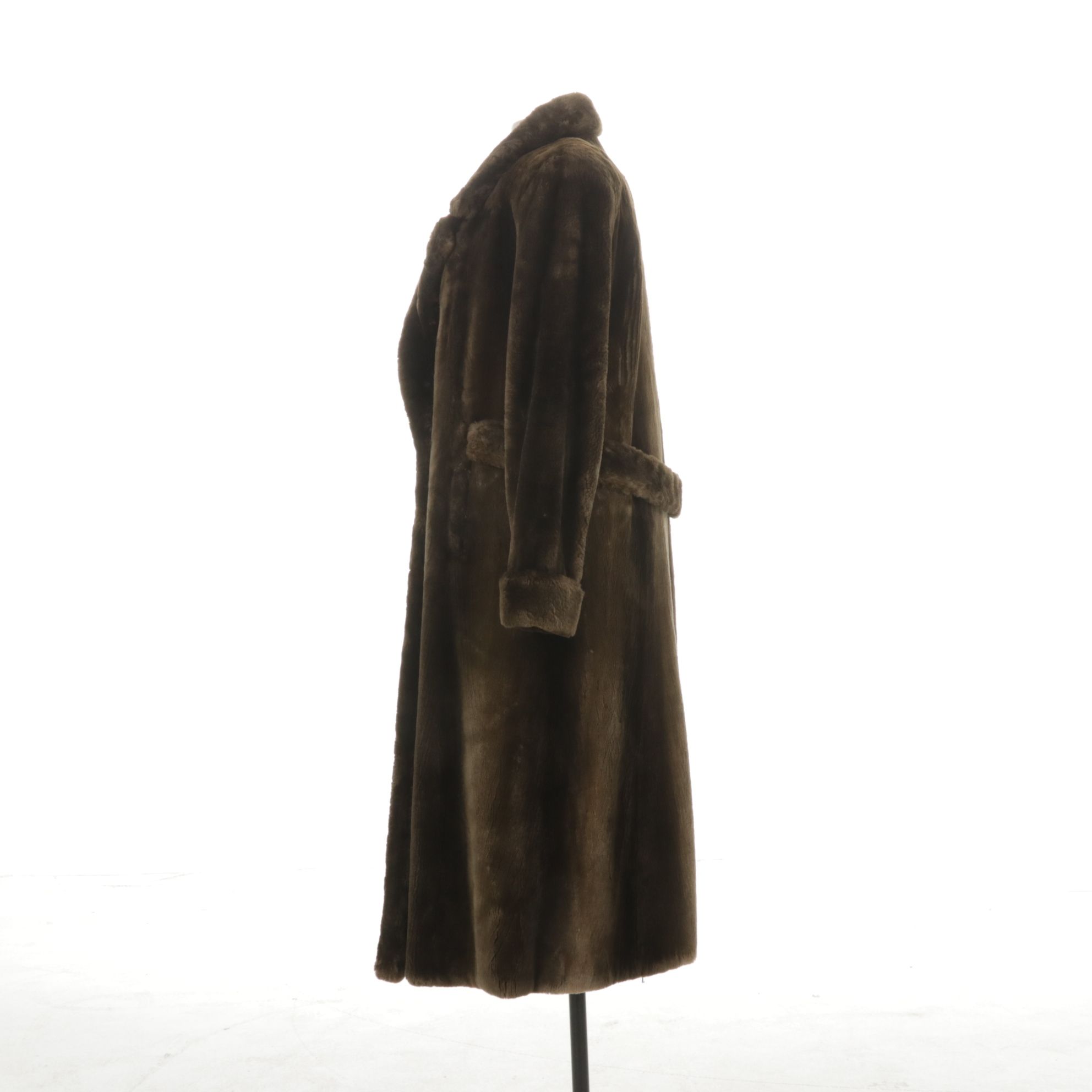 Sheared Beaver Fur Full-Length Coat
