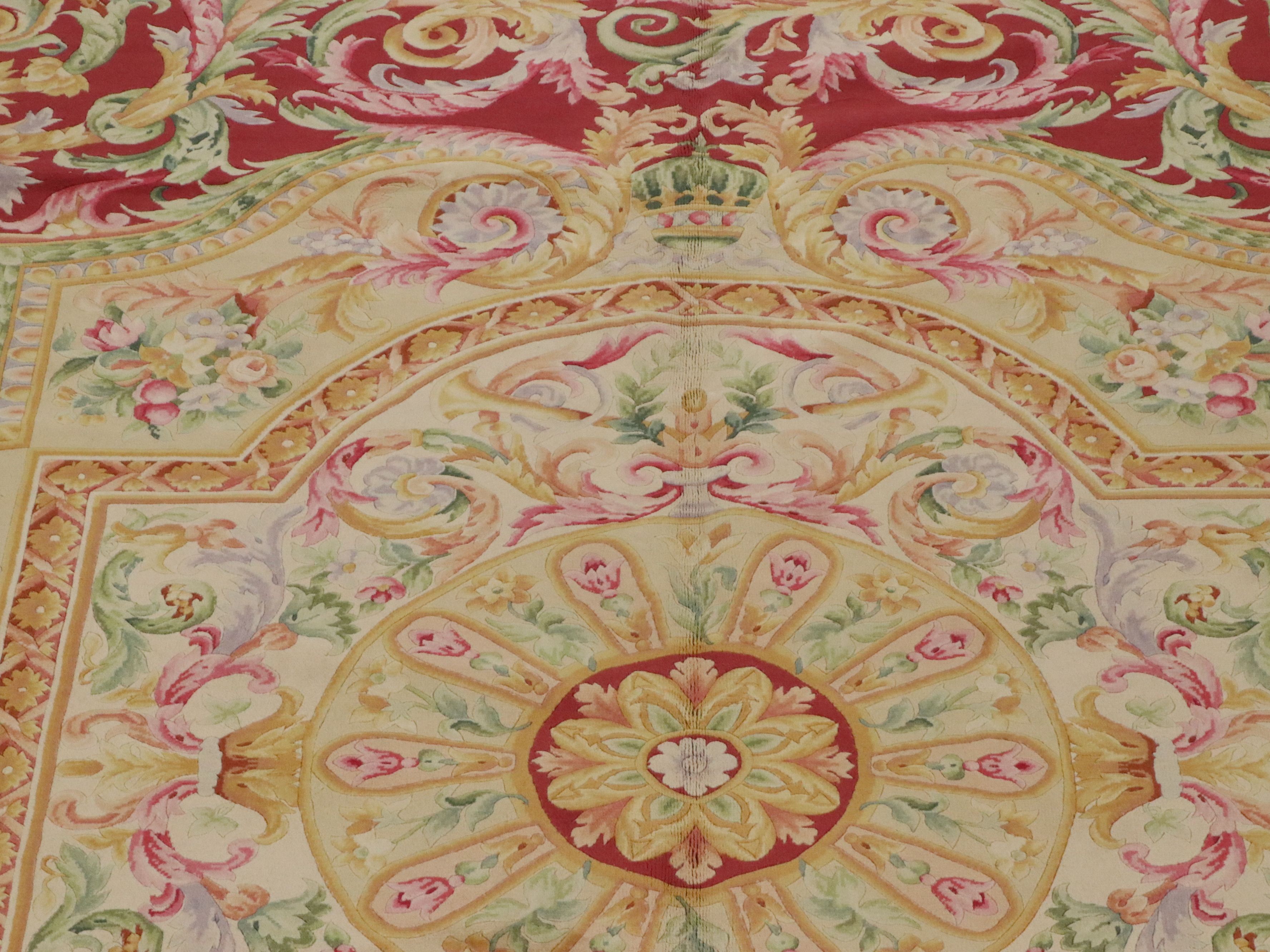 10'1 x 14'1 Hand-Knotted Sino-French Savonnerie Style Room-Sized Rug