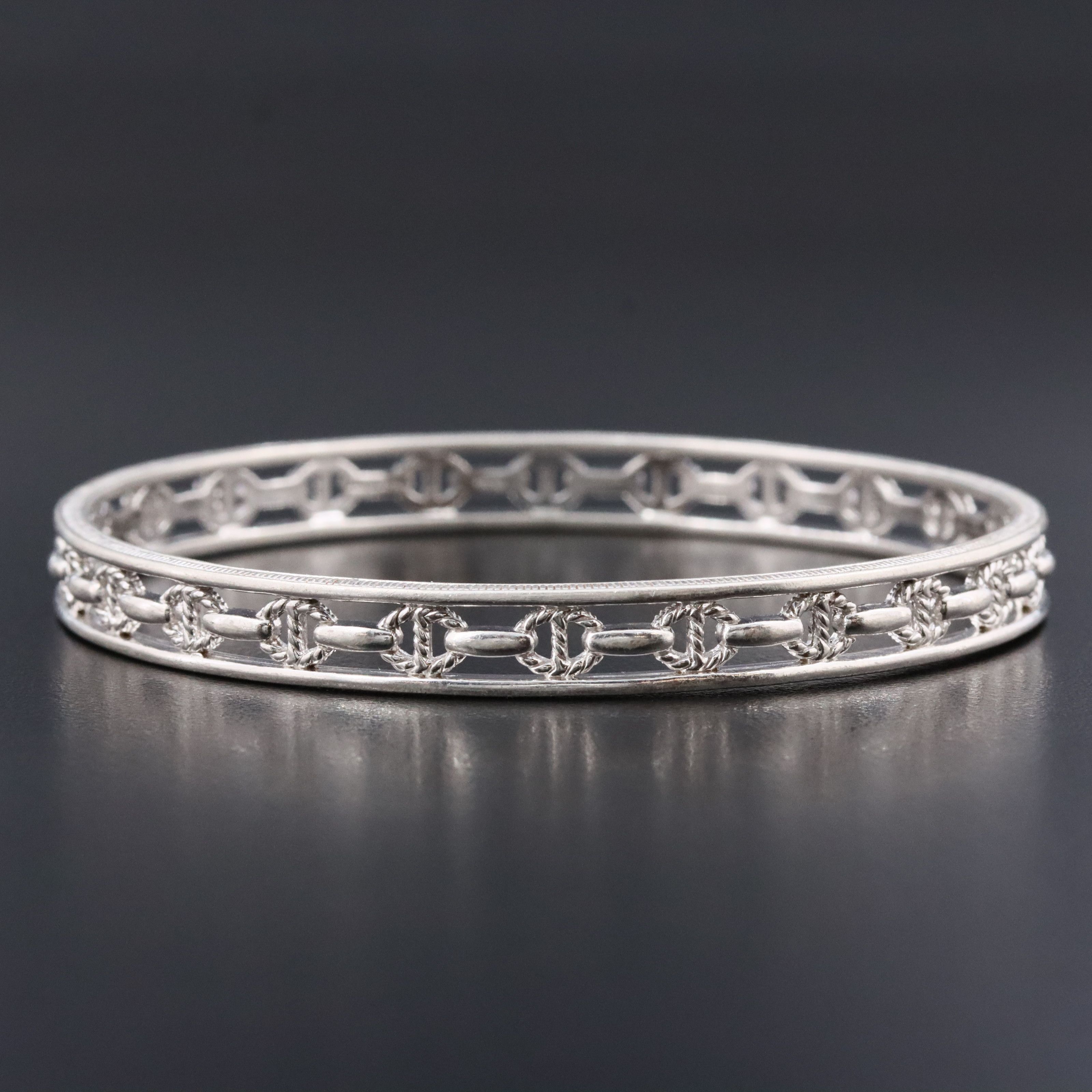 Judith Ripka Sterling Anchor Chain Bangle Bracelet