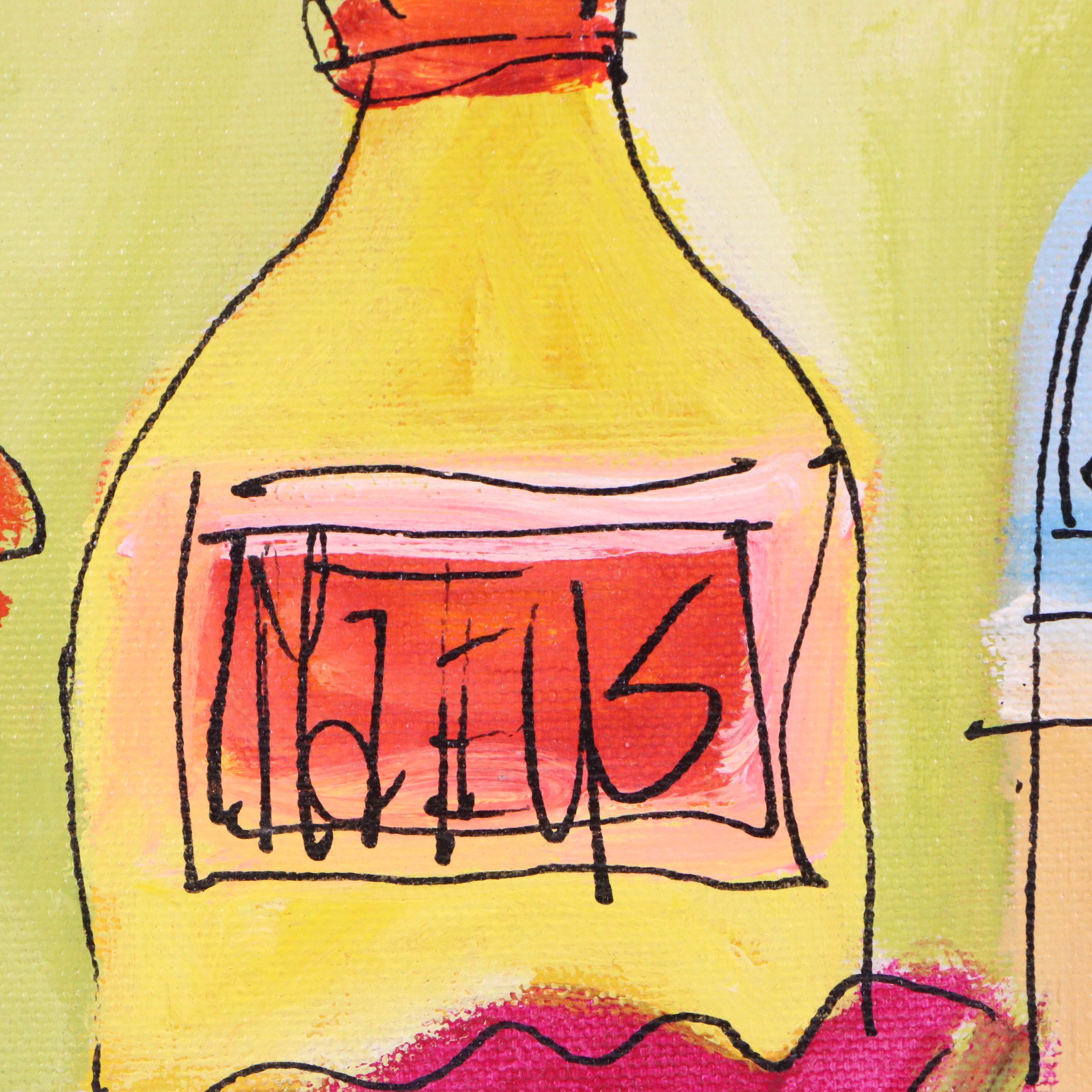 Susan Pear Meisel Acrylic Still Life Painting with Fruit, Late 20th to 21st C.