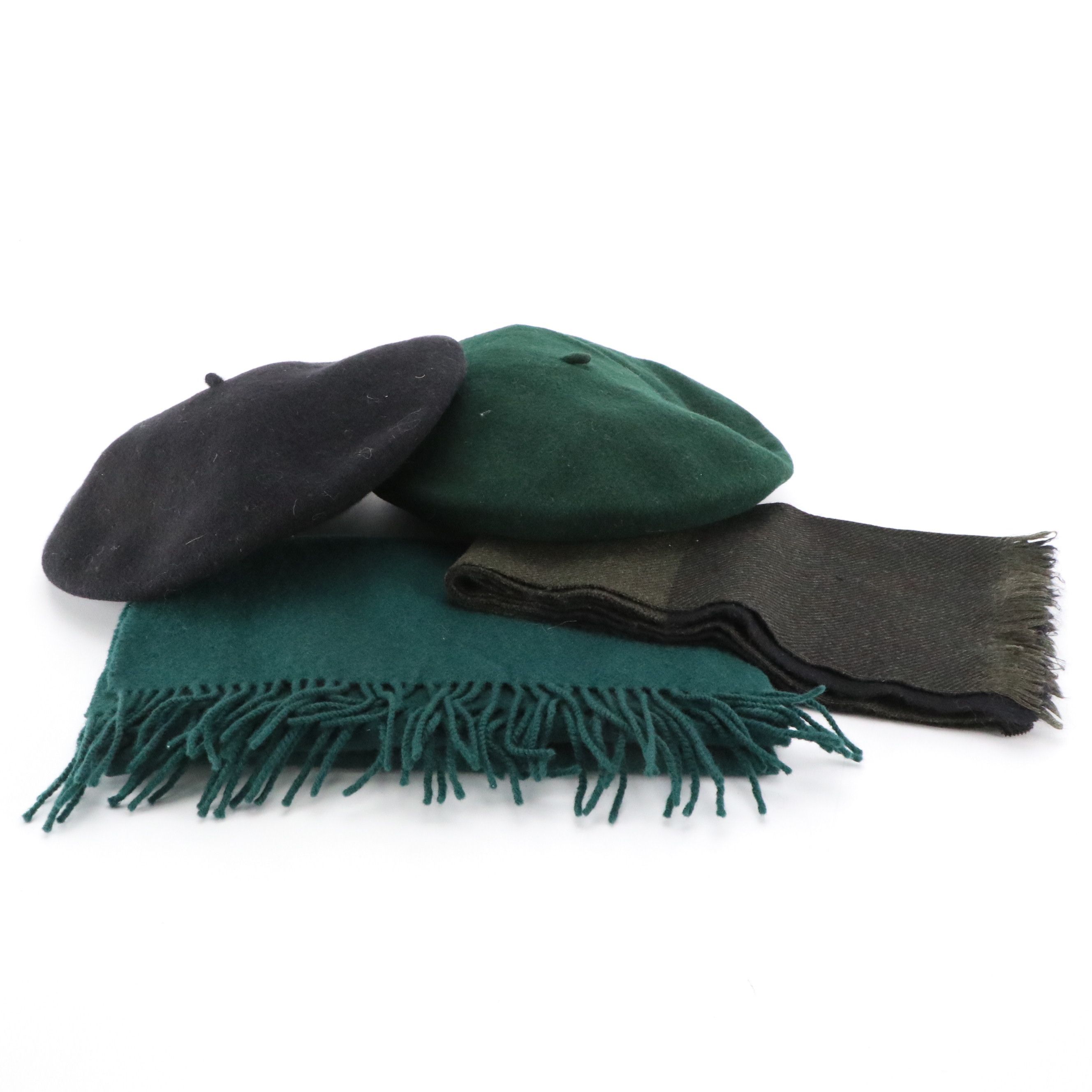 Express Wool Berets, Jones New York Green Lambswool and Other Fringe Scarf