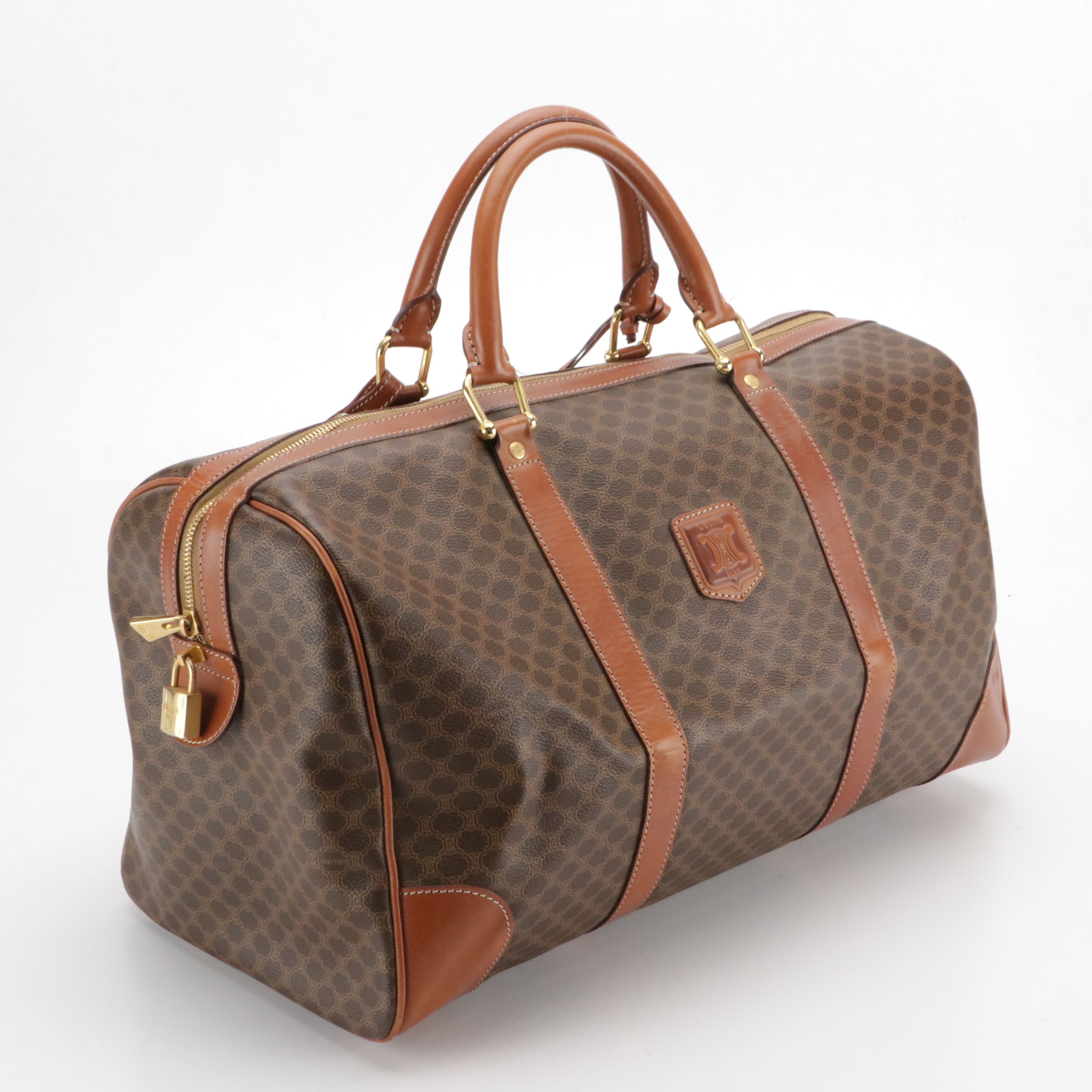 Celine Duffle Bag in Dark Brown Macadam Canvas and Leather