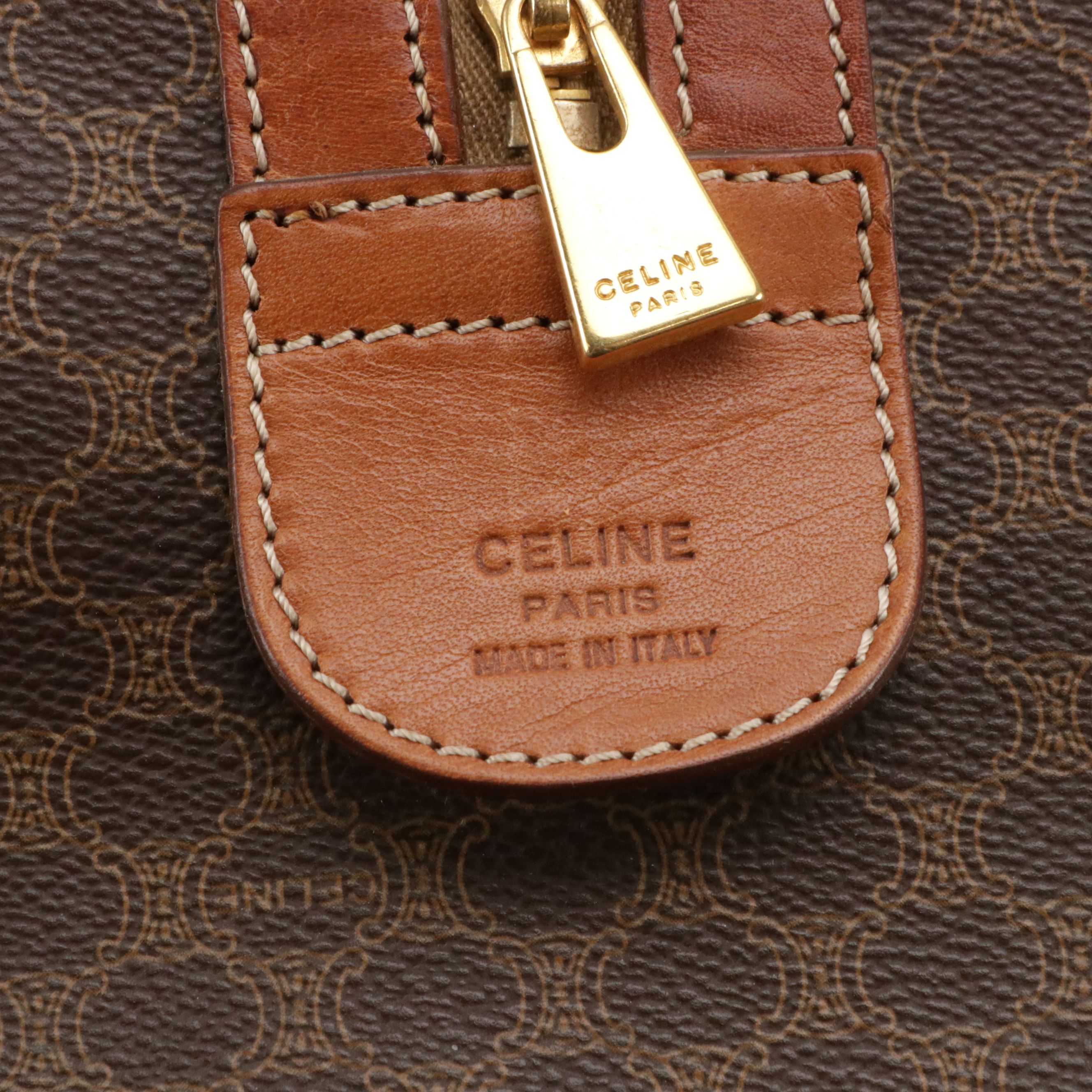 Celine Duffle Bag in Dark Brown Macadam Canvas and Leather