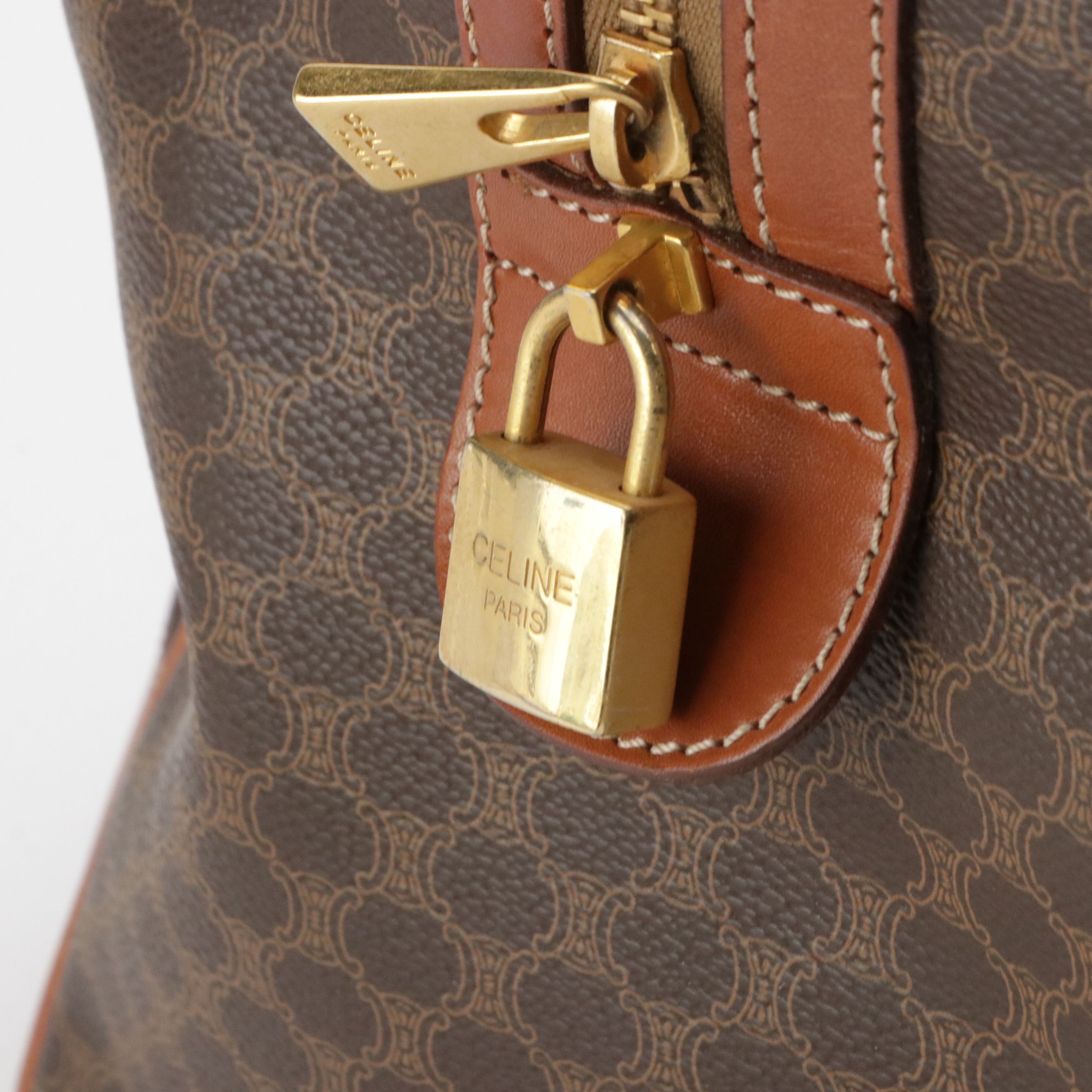 Celine Duffle Bag in Dark Brown Macadam Canvas and Leather