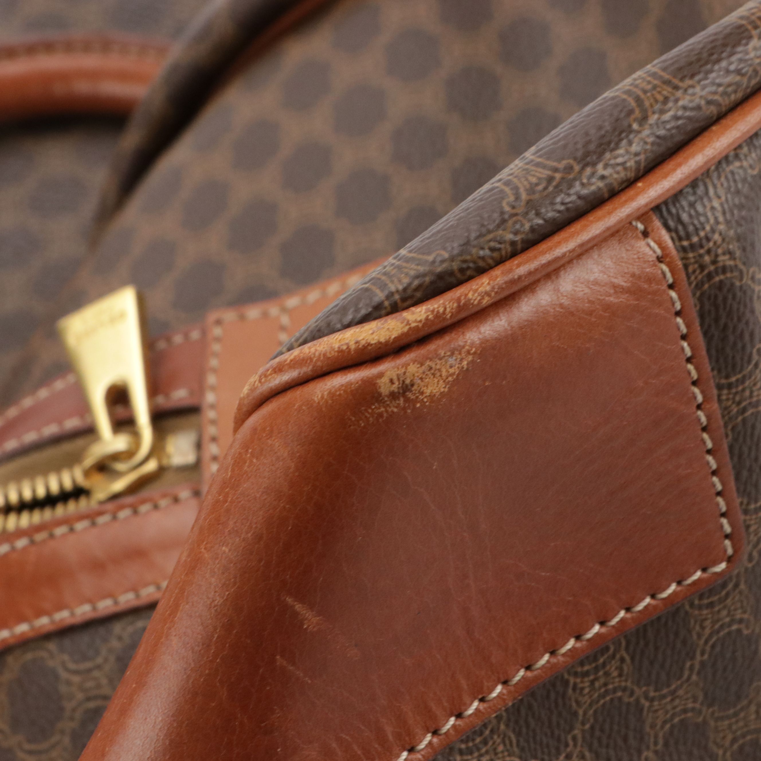 Celine Duffle Bag in Dark Brown Macadam Canvas and Leather