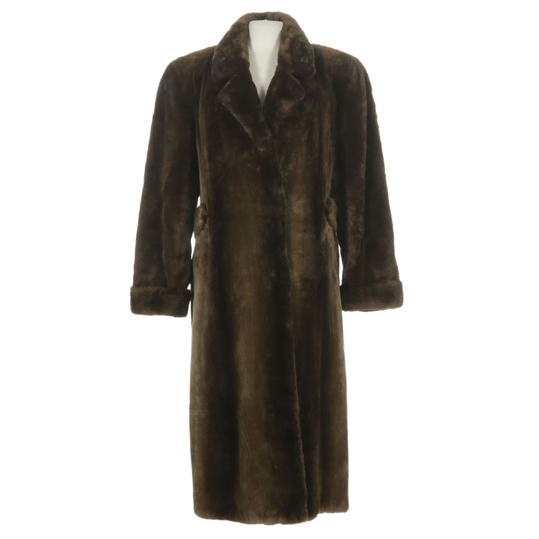 Sheared Beaver Fur Full-Length Coat