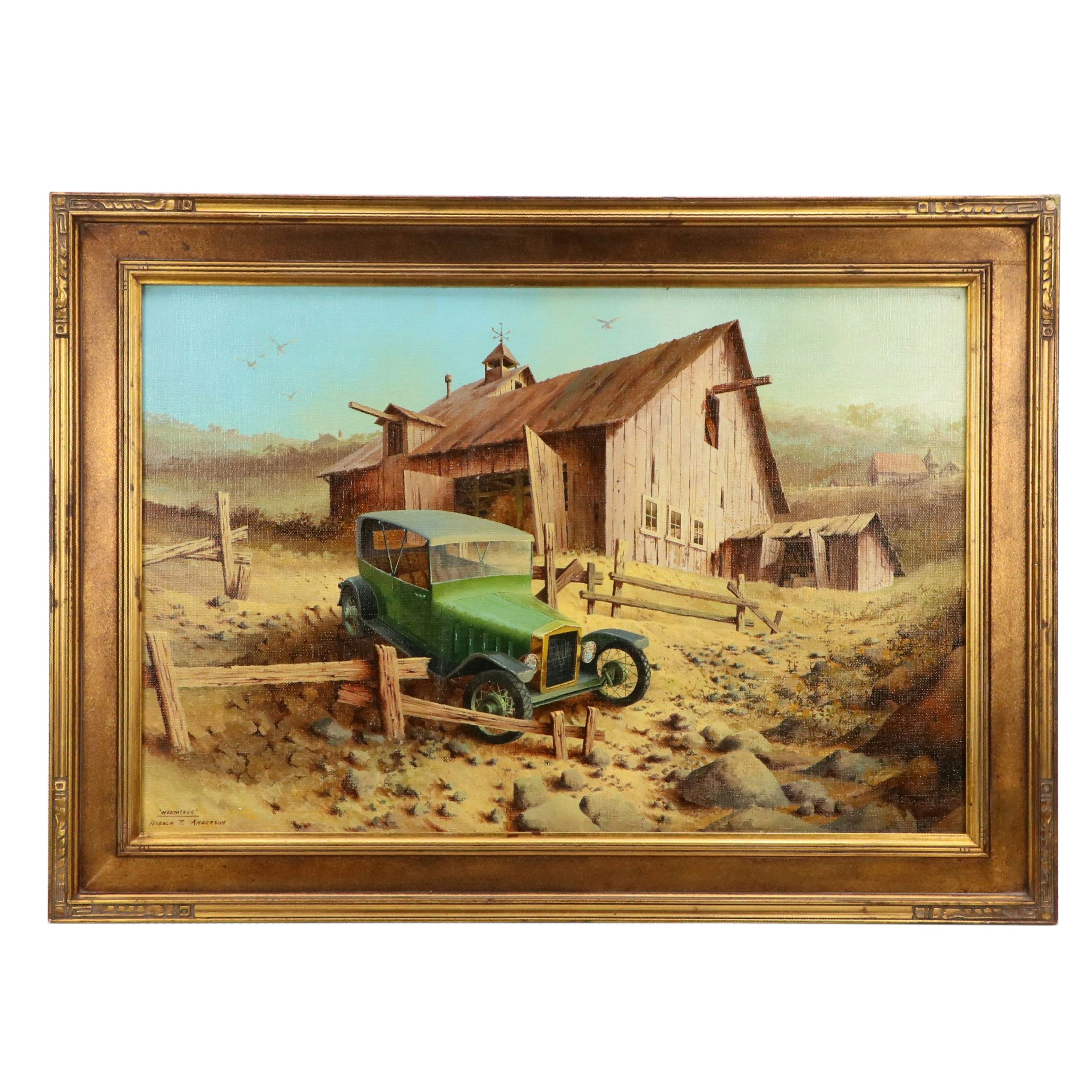 Harold T. Anderson Oil Painting Farm Landscape "Weathered"