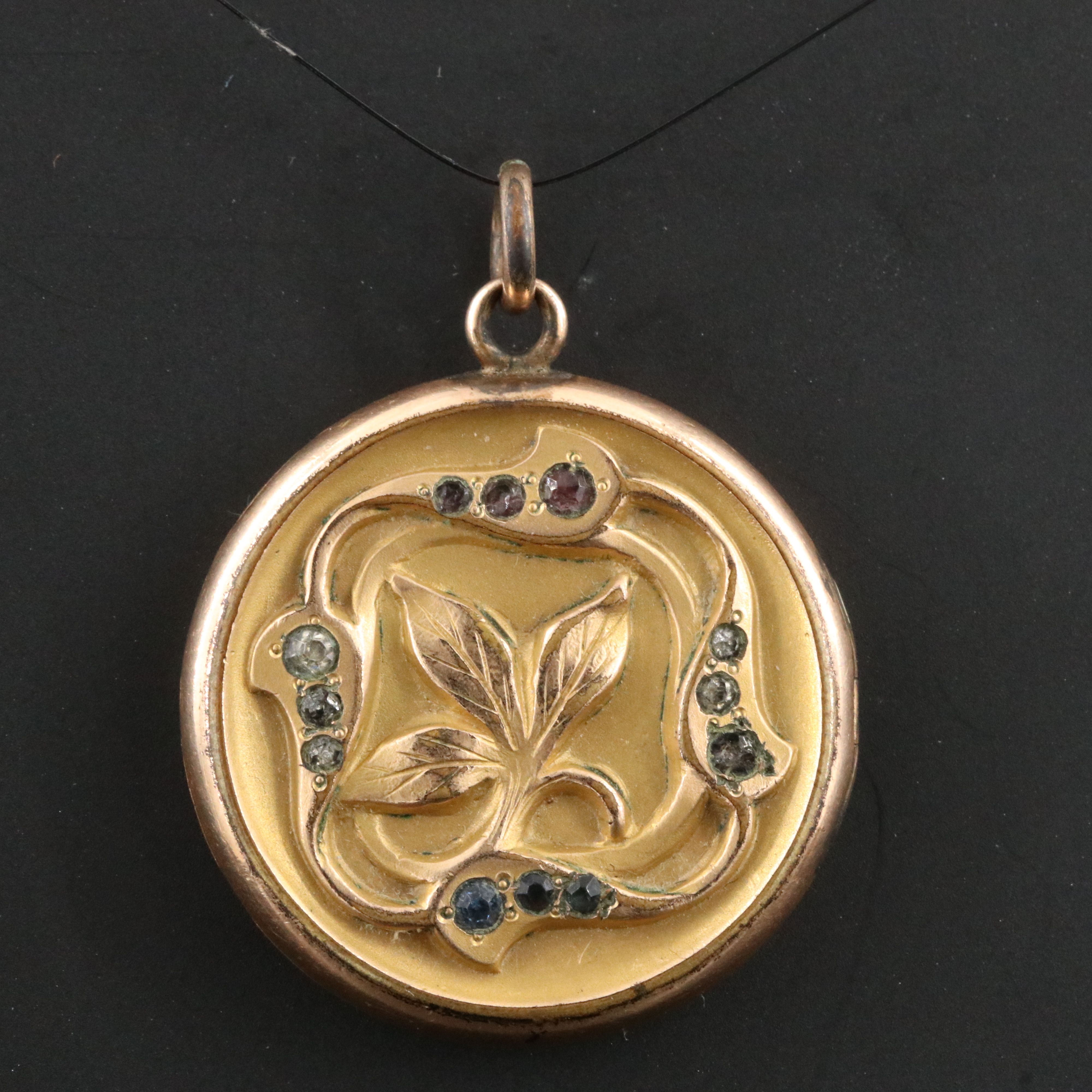 Art Nouveau S & B Lederer Glass Paste Locket Pendant