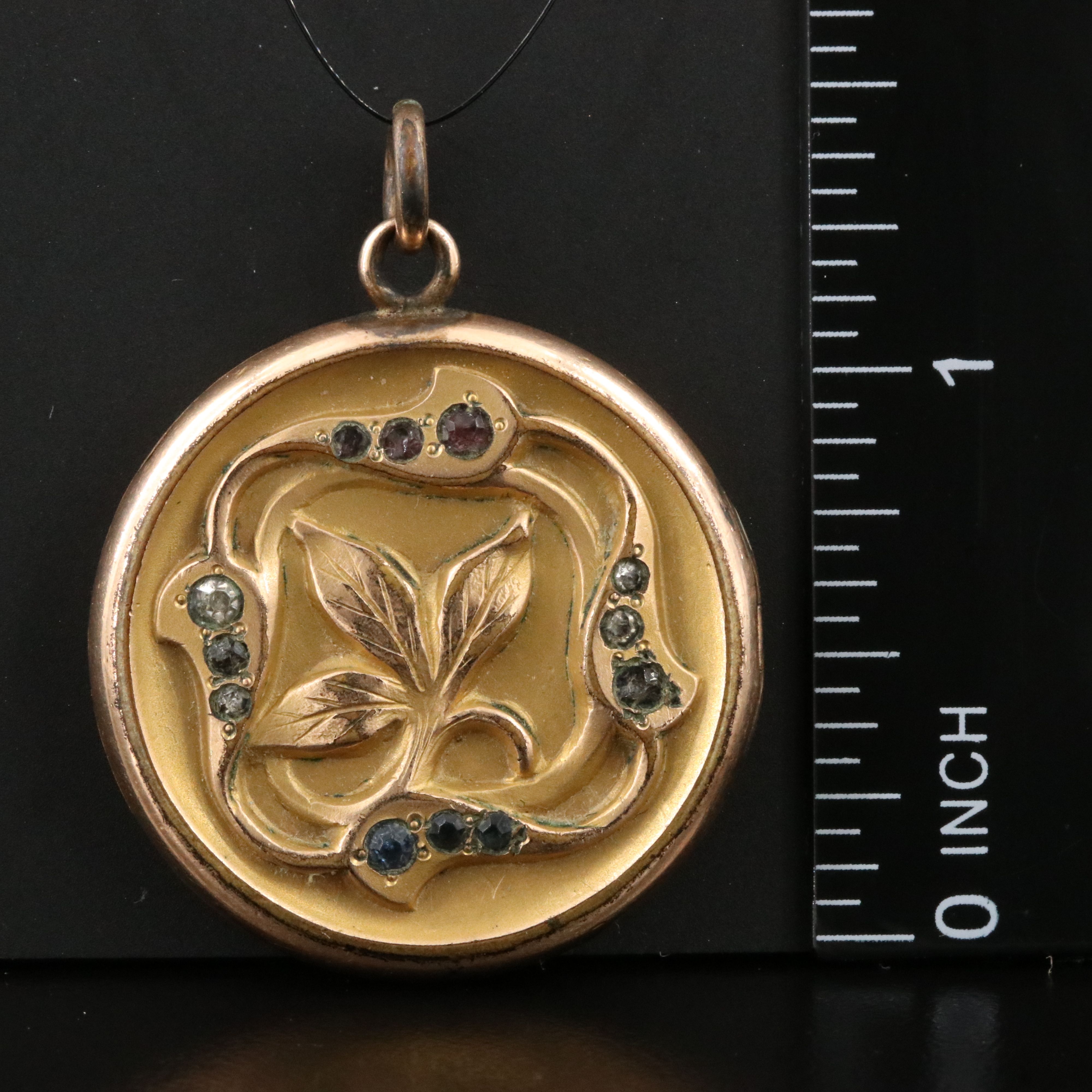 Art Nouveau S & B Lederer Glass Paste Locket Pendant