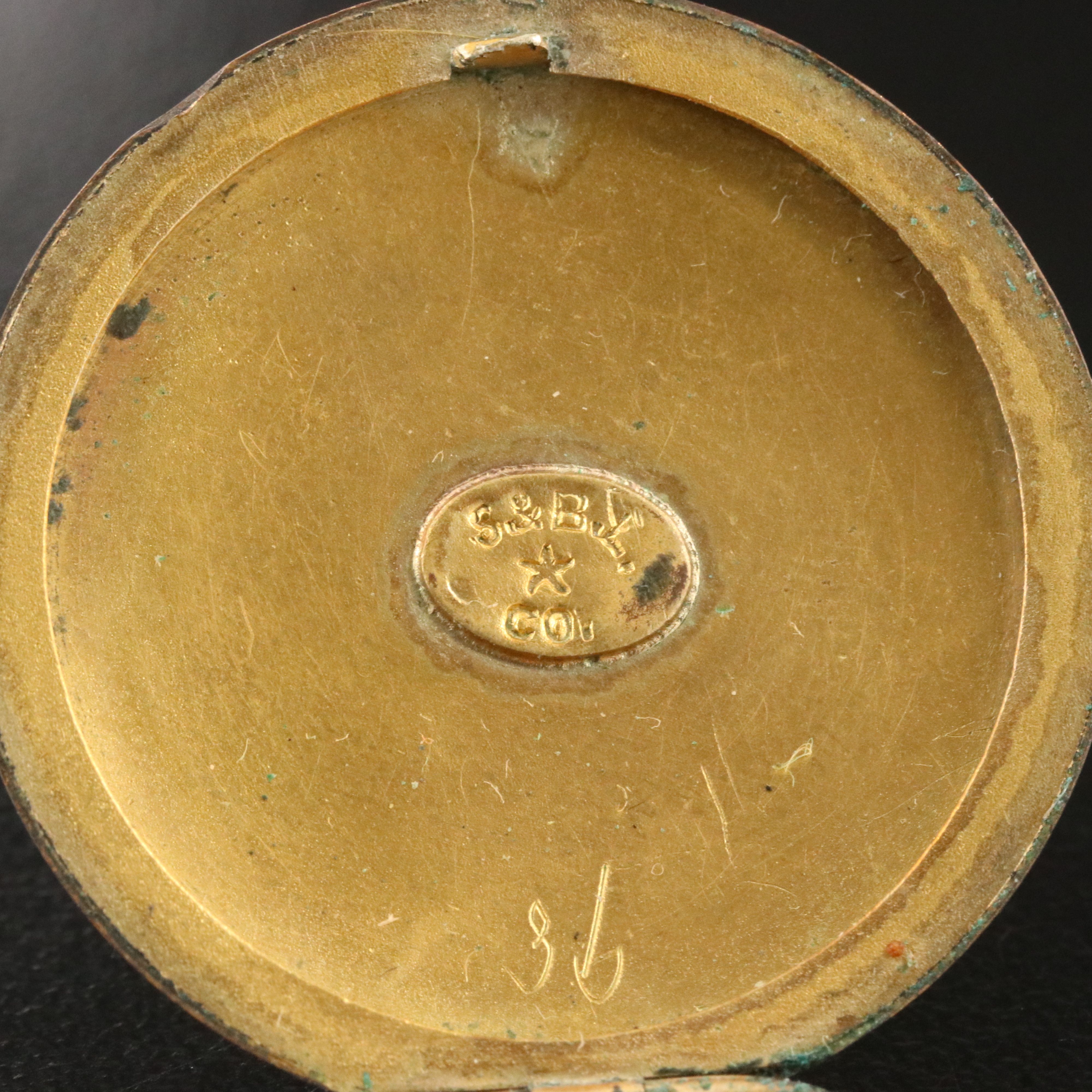 Art Nouveau S & B Lederer Glass Paste Locket Pendant