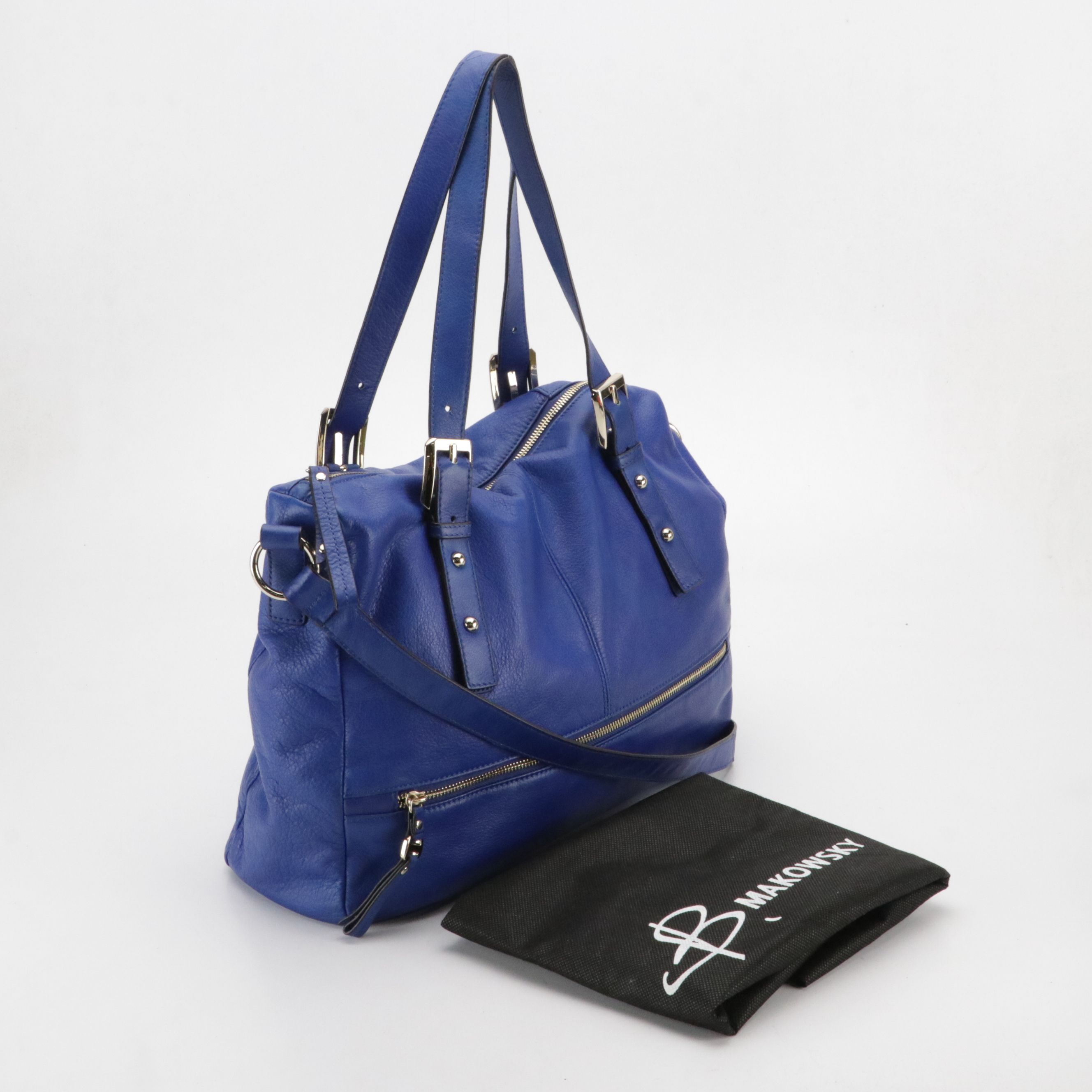 B. Makowsky Ultramarine Leather Burnett Satchel & Moss Leather Alice Satchel Bag