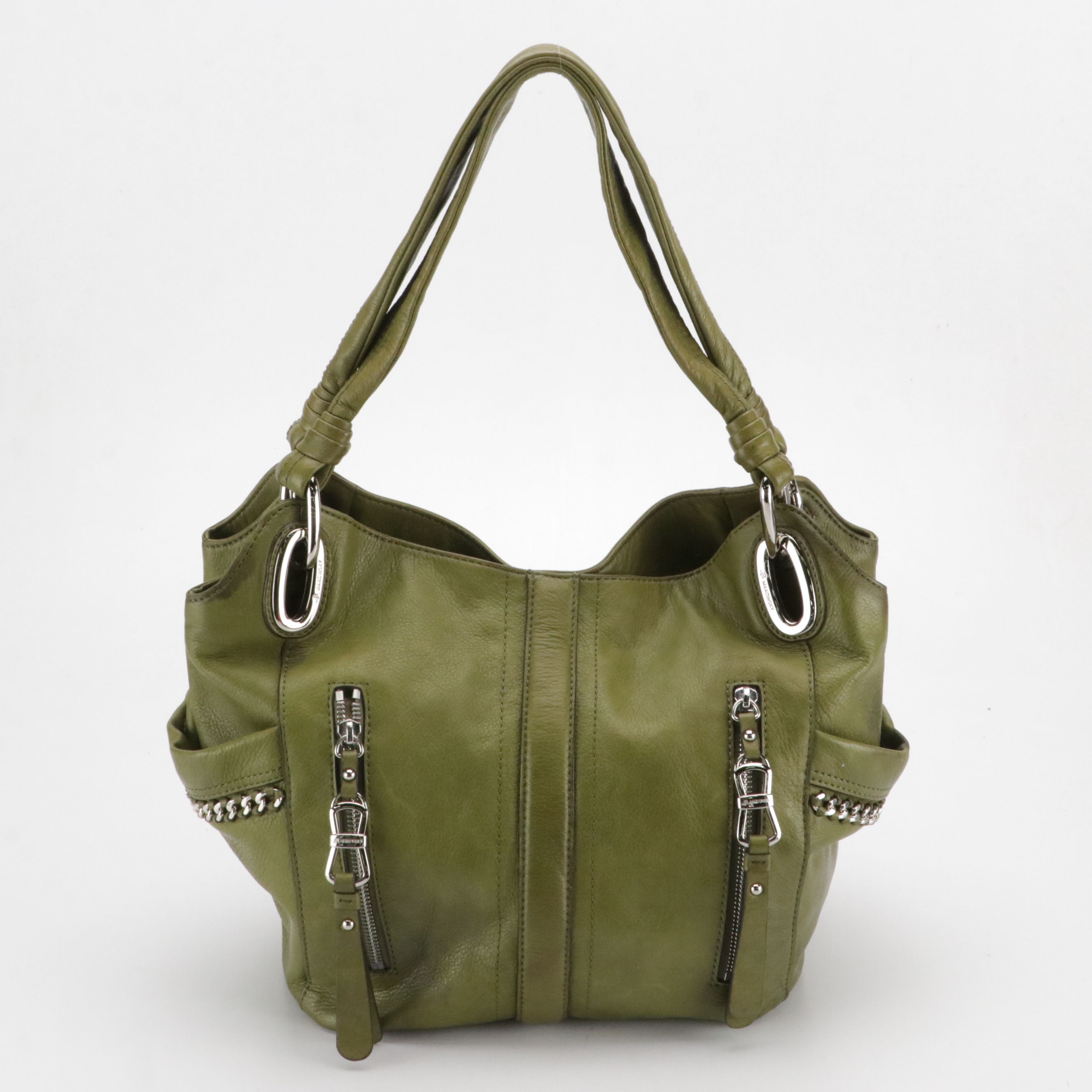 B. Makowsky Ultramarine Leather Burnett Satchel & Moss Leather Alice Satchel Bag