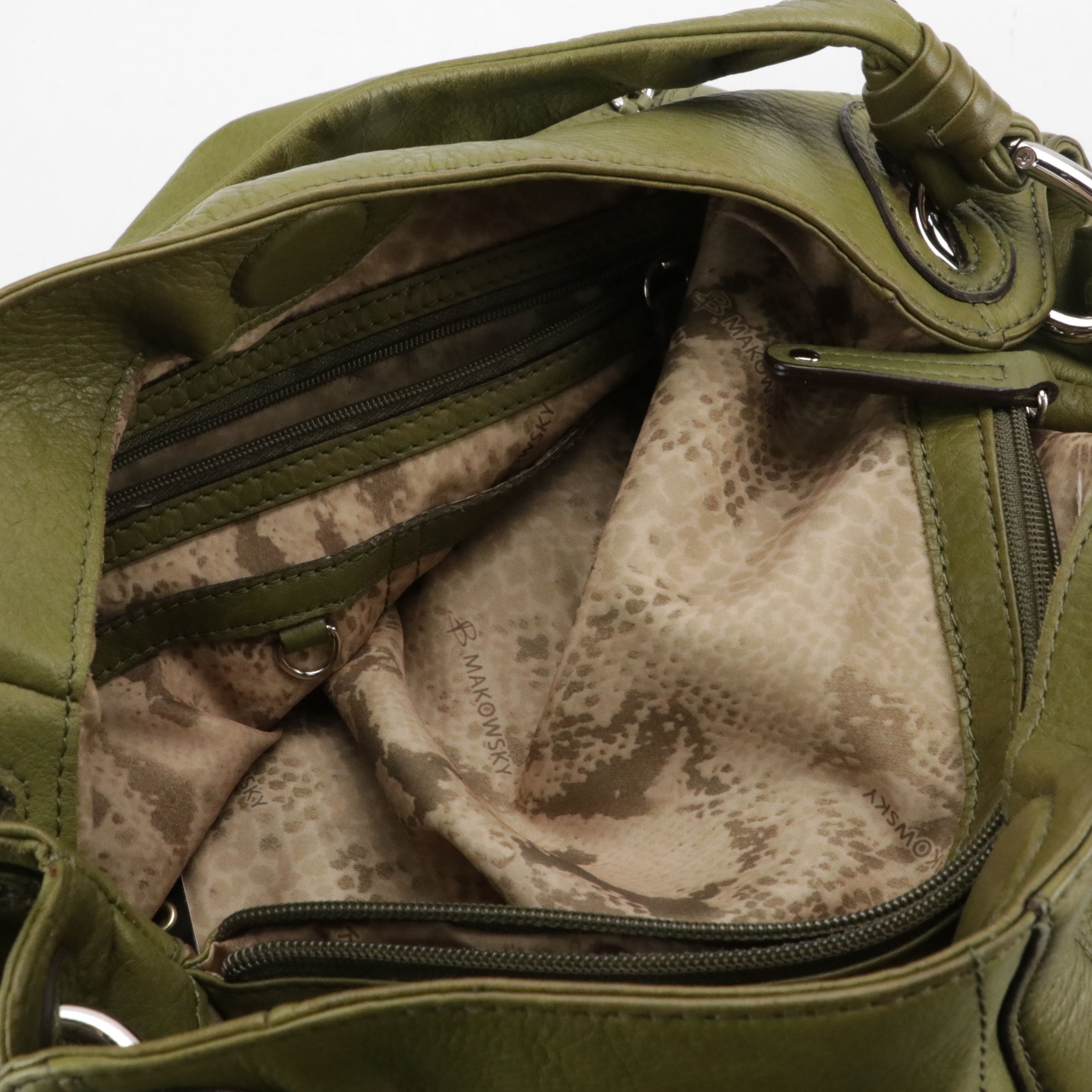 B. Makowsky Ultramarine Leather Burnett Satchel & Moss Leather Alice Satchel Bag