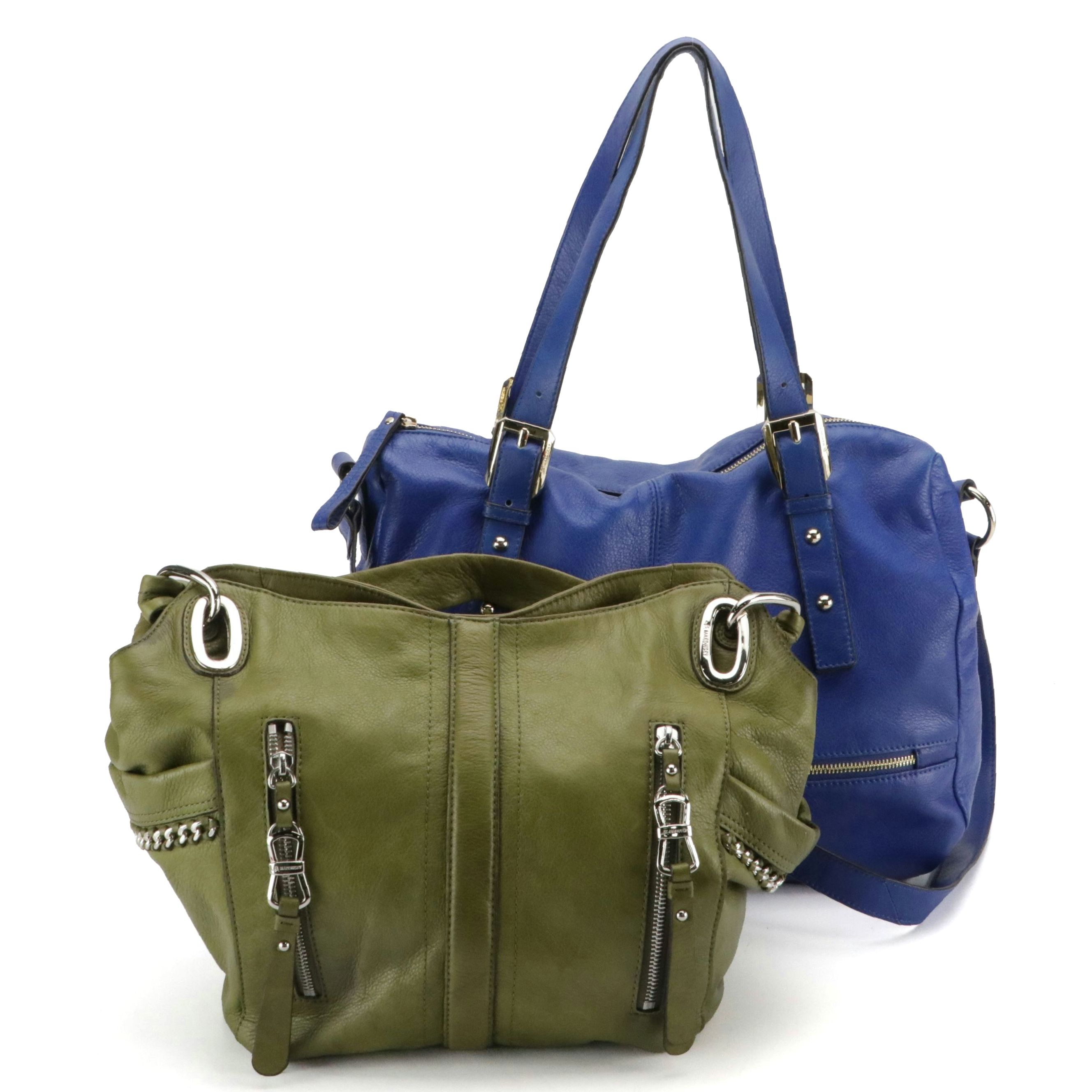 B. Makowsky Ultramarine Leather Burnett Satchel & Moss Leather Alice Satchel Bag