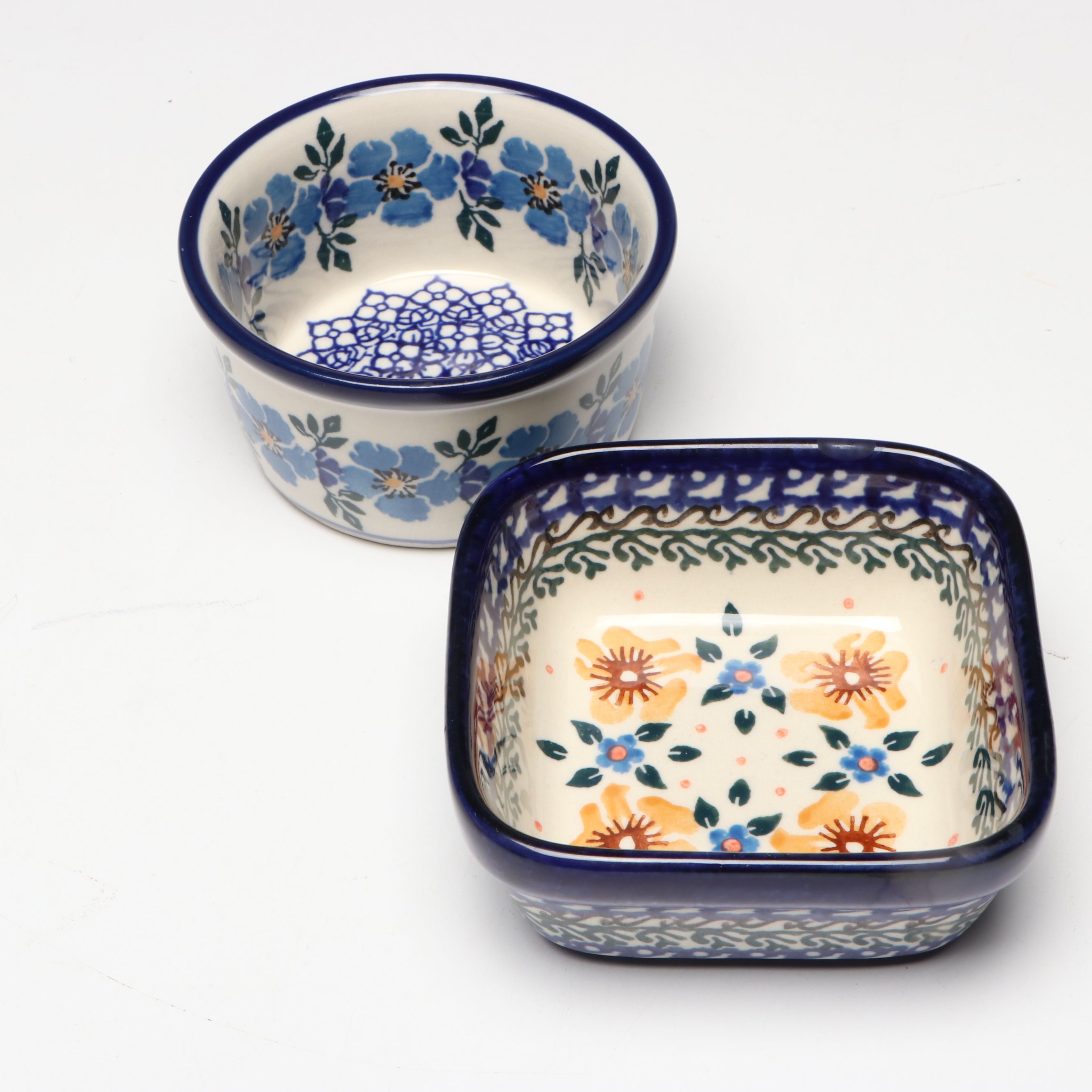 Ceramika Artystyczna Bolesławiec Polish Ceramic Tray and Ramekins