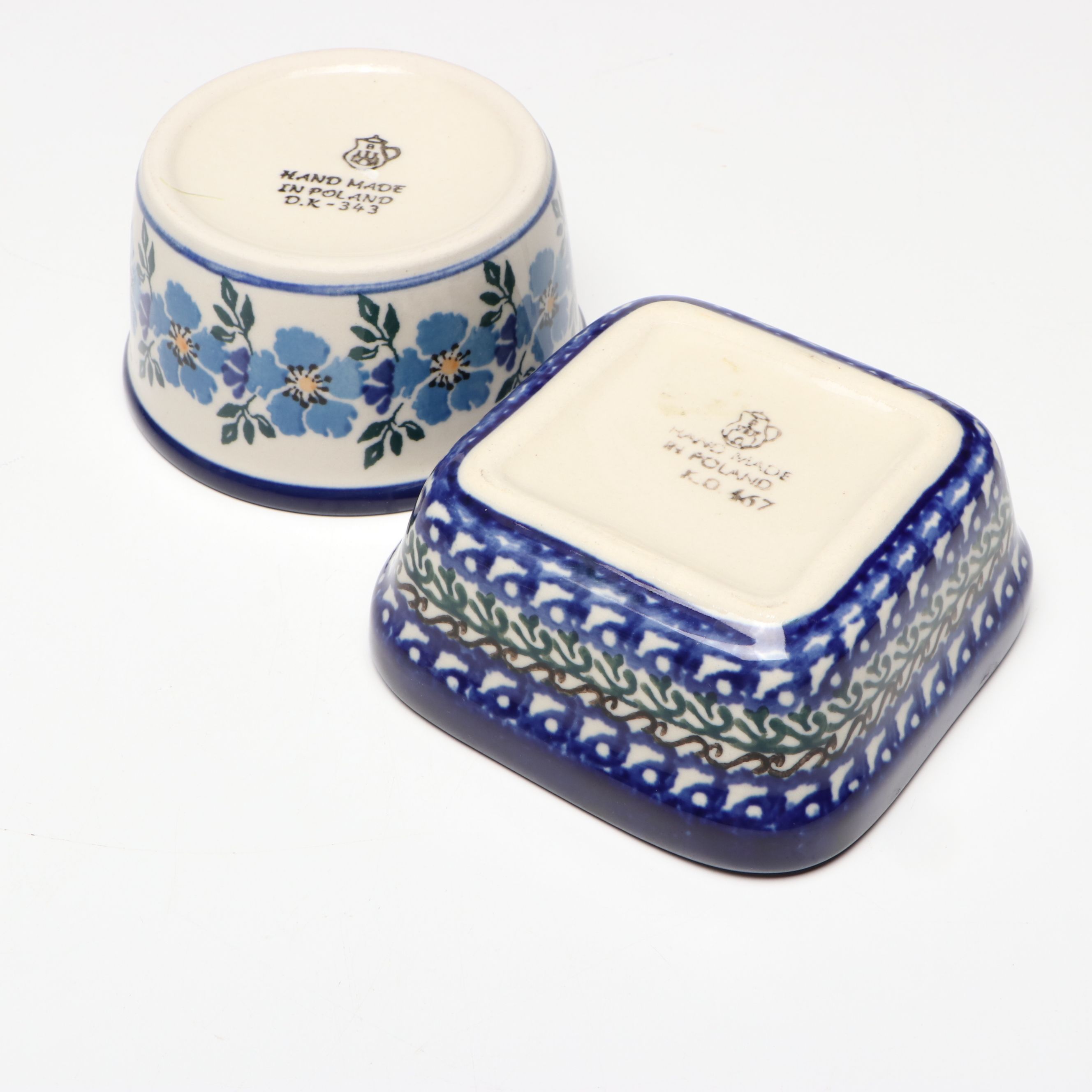 Ceramika Artystyczna Bolesławiec Polish Ceramic Tray and Ramekins