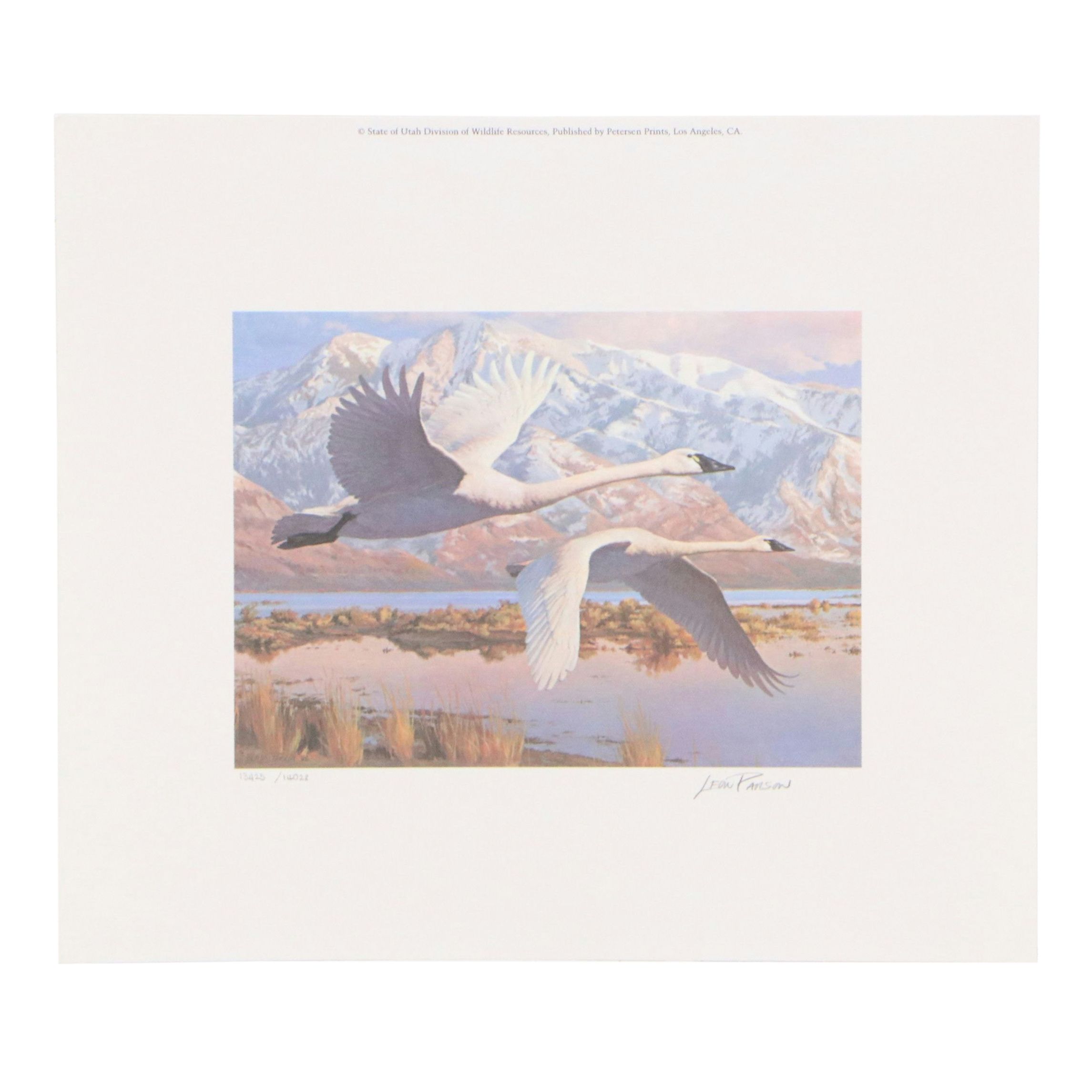 Leon Parson Utah Migratory Waterfowl Stamp and Offset Lithograph, 1986