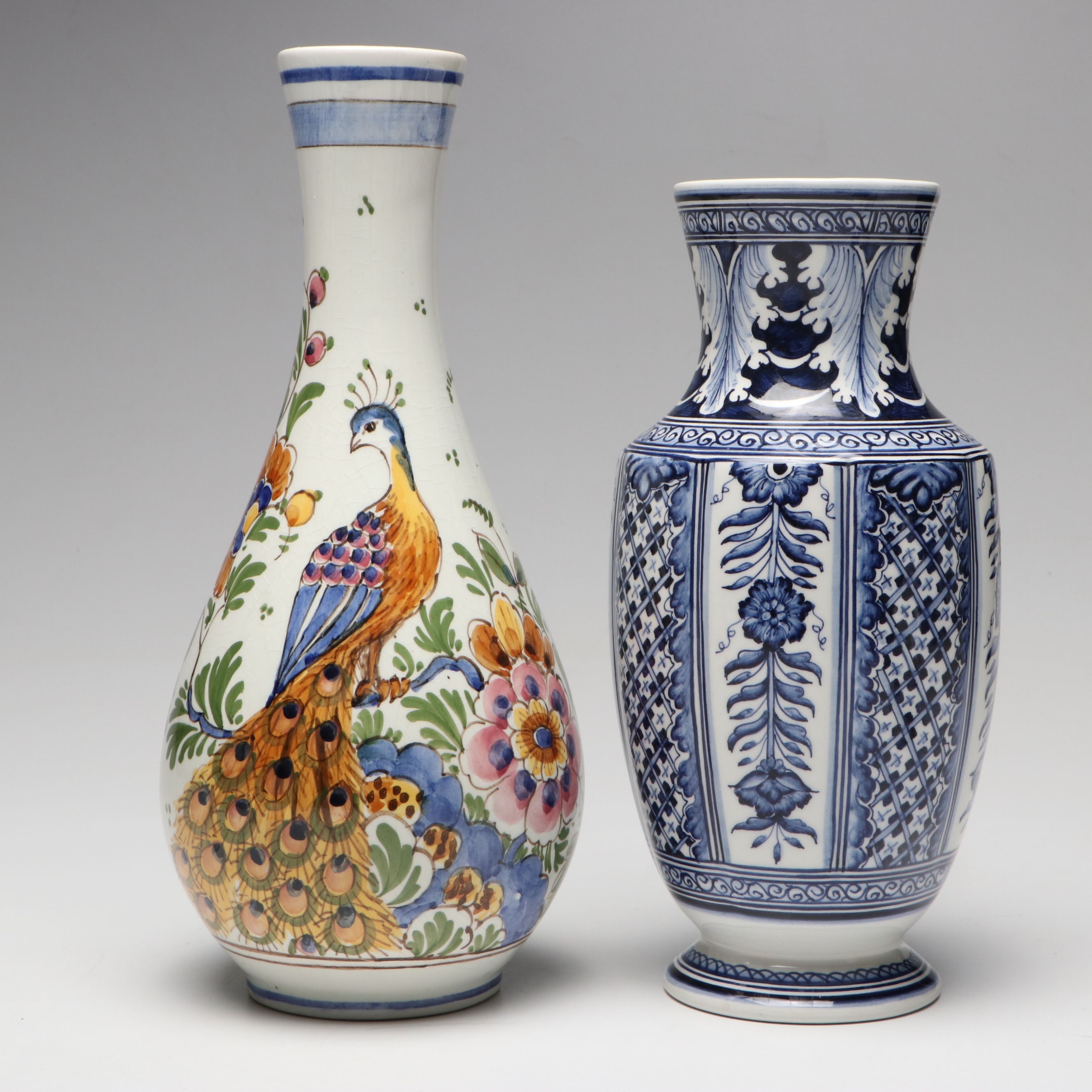 Real Cerâmica and Other Hand-Painted Vase with Nymphenburg Lion Figure