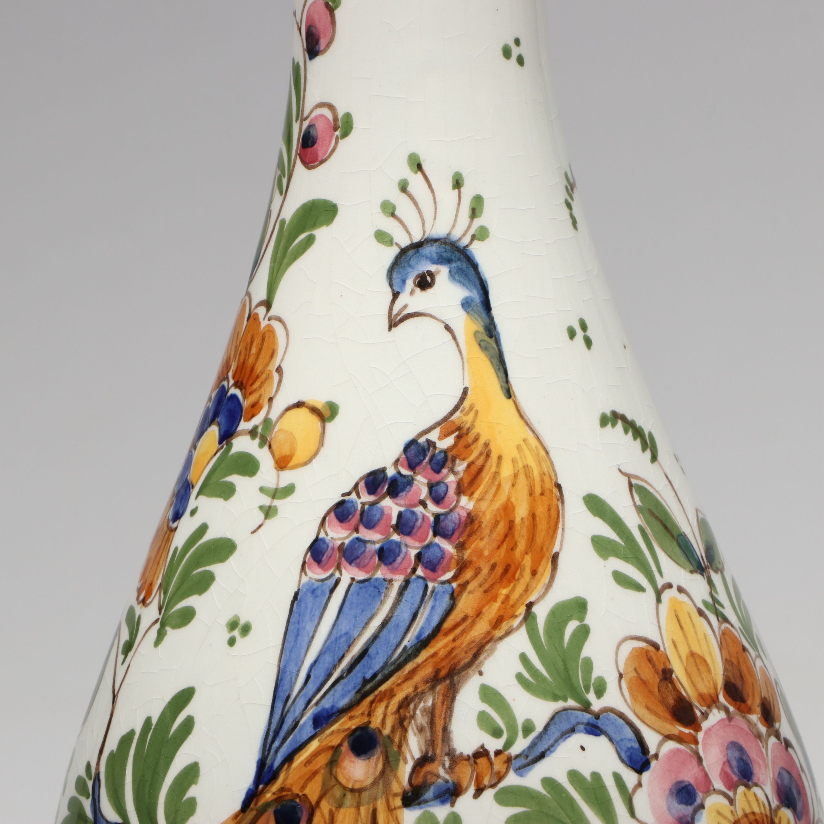 Real Cerâmica and Other Hand-Painted Vase with Nymphenburg Lion Figure