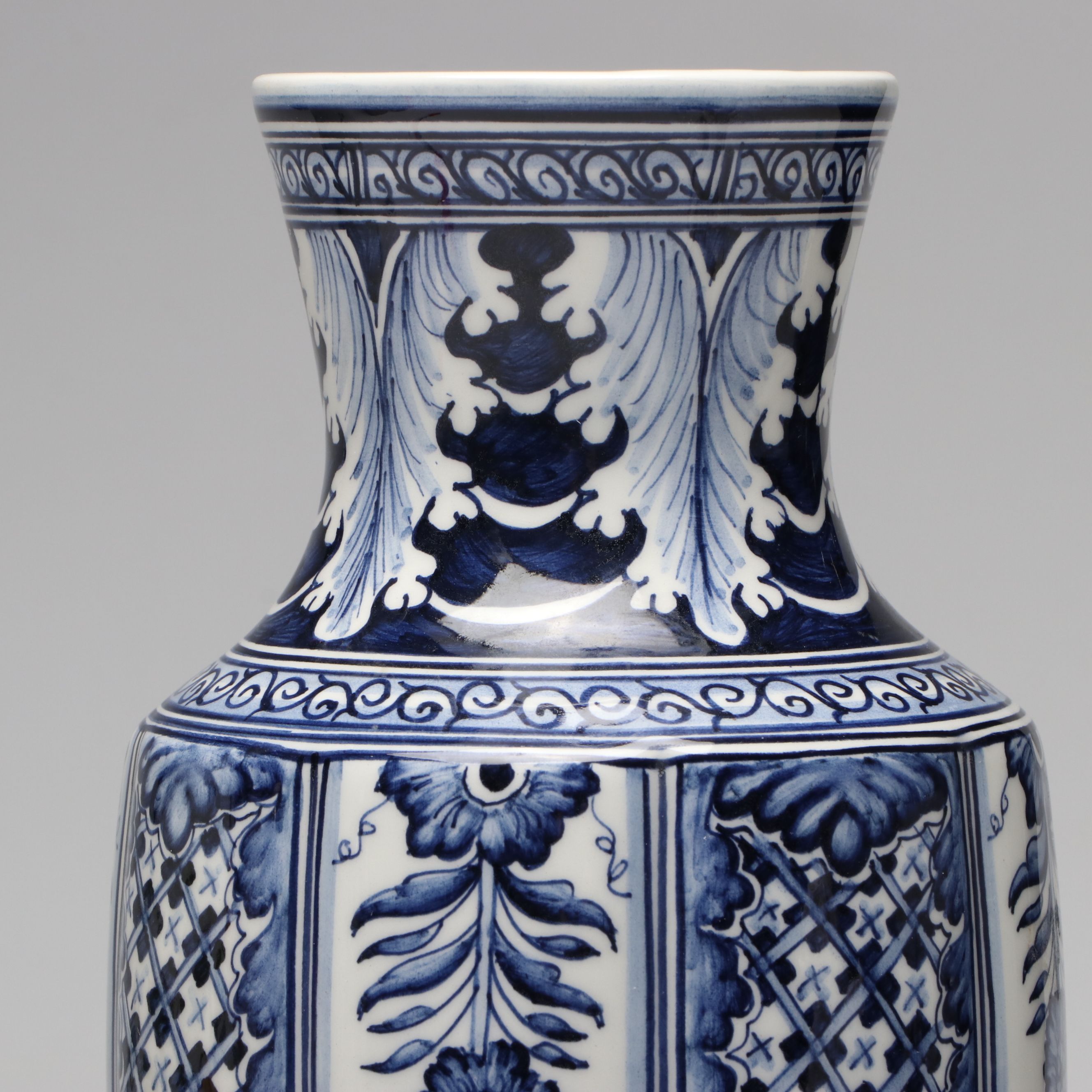 Real Cerâmica and Other Hand-Painted Vase with Nymphenburg Lion Figure