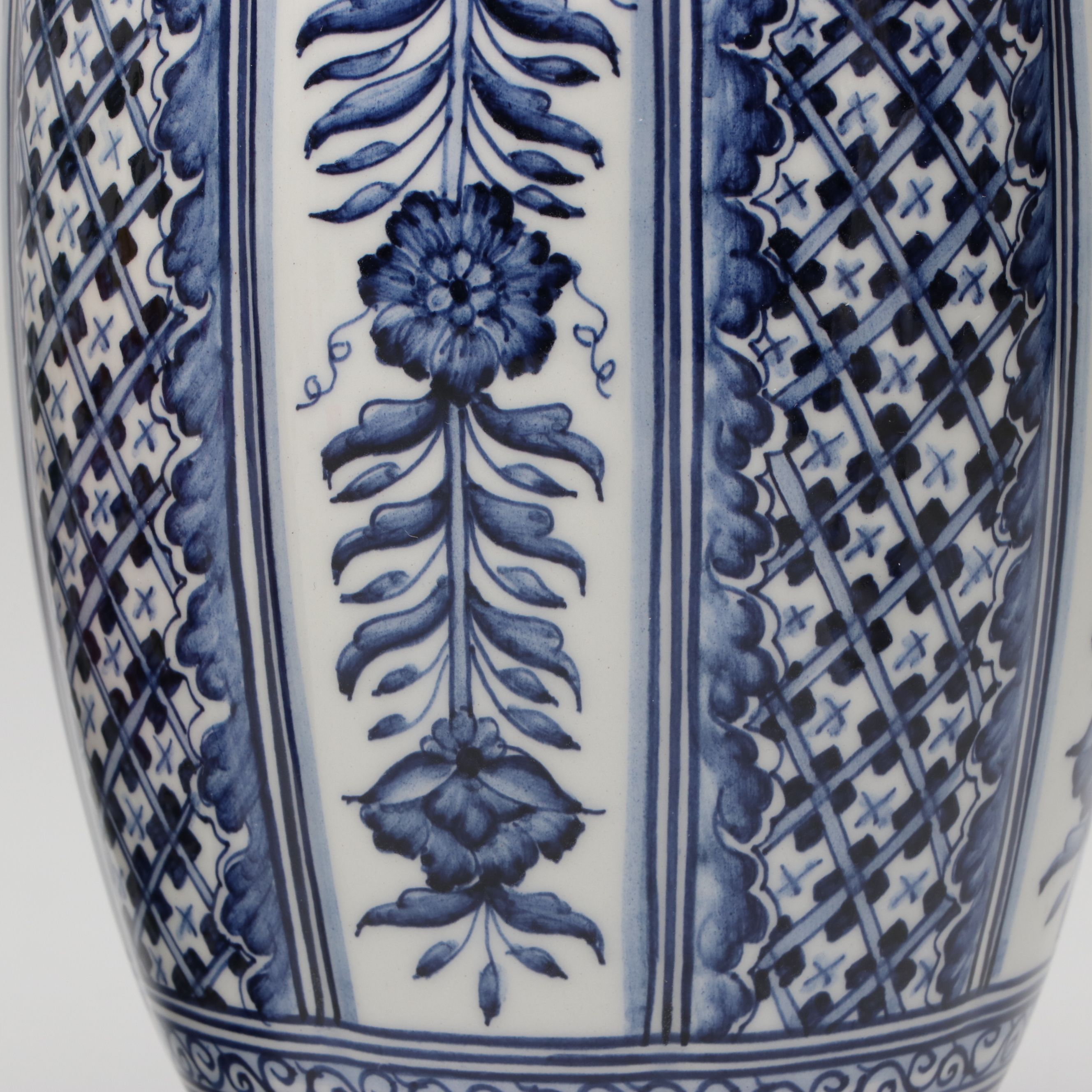 Real Cerâmica and Other Hand-Painted Vase with Nymphenburg Lion Figure