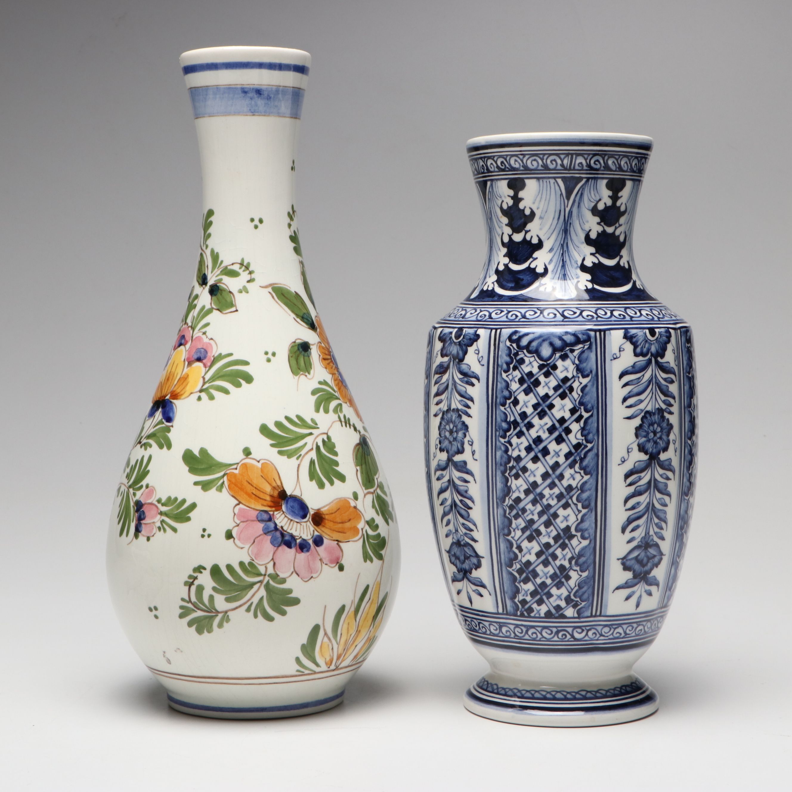 Real Cerâmica and Other Hand-Painted Vase with Nymphenburg Lion Figure