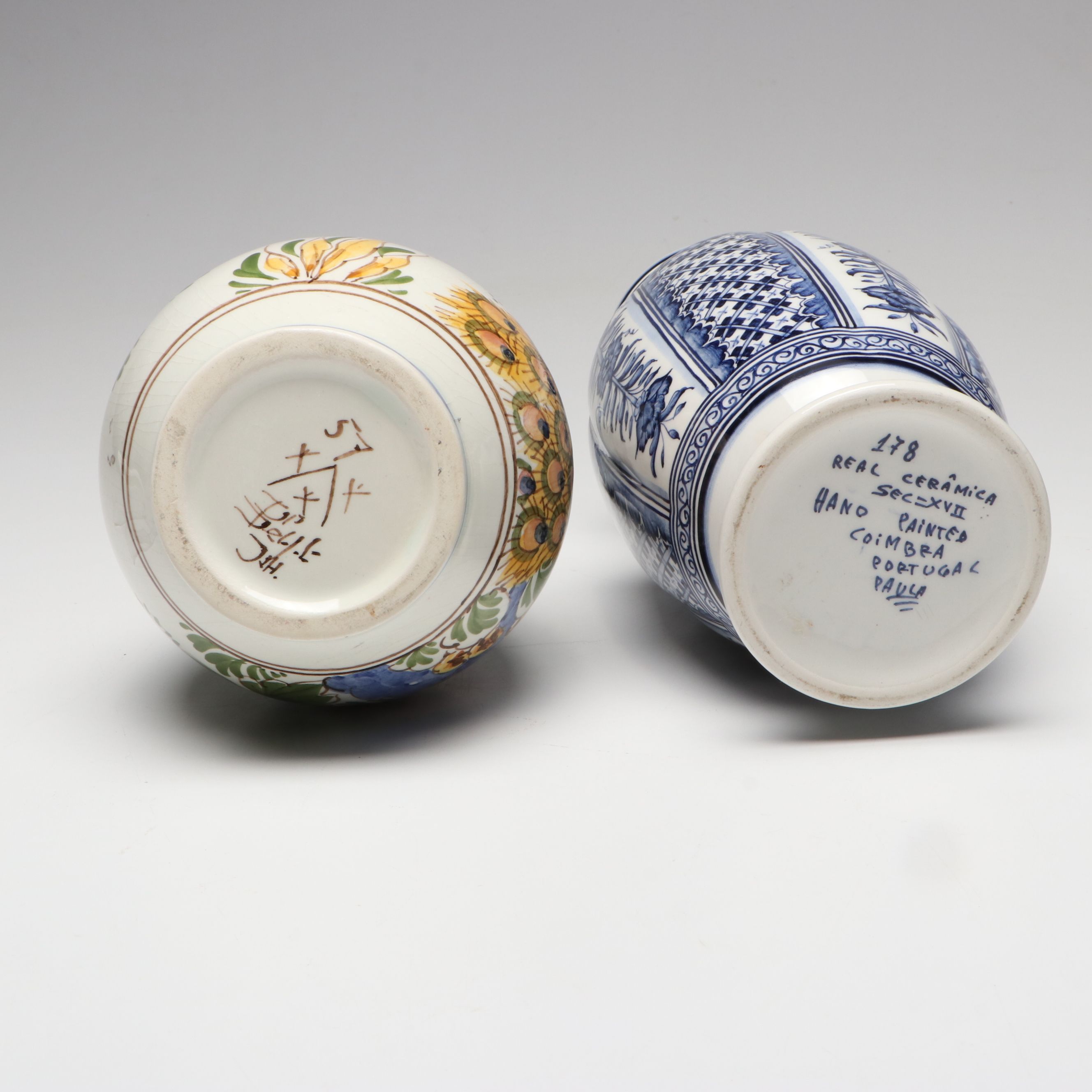 Real Cerâmica and Other Hand-Painted Vase with Nymphenburg Lion Figure