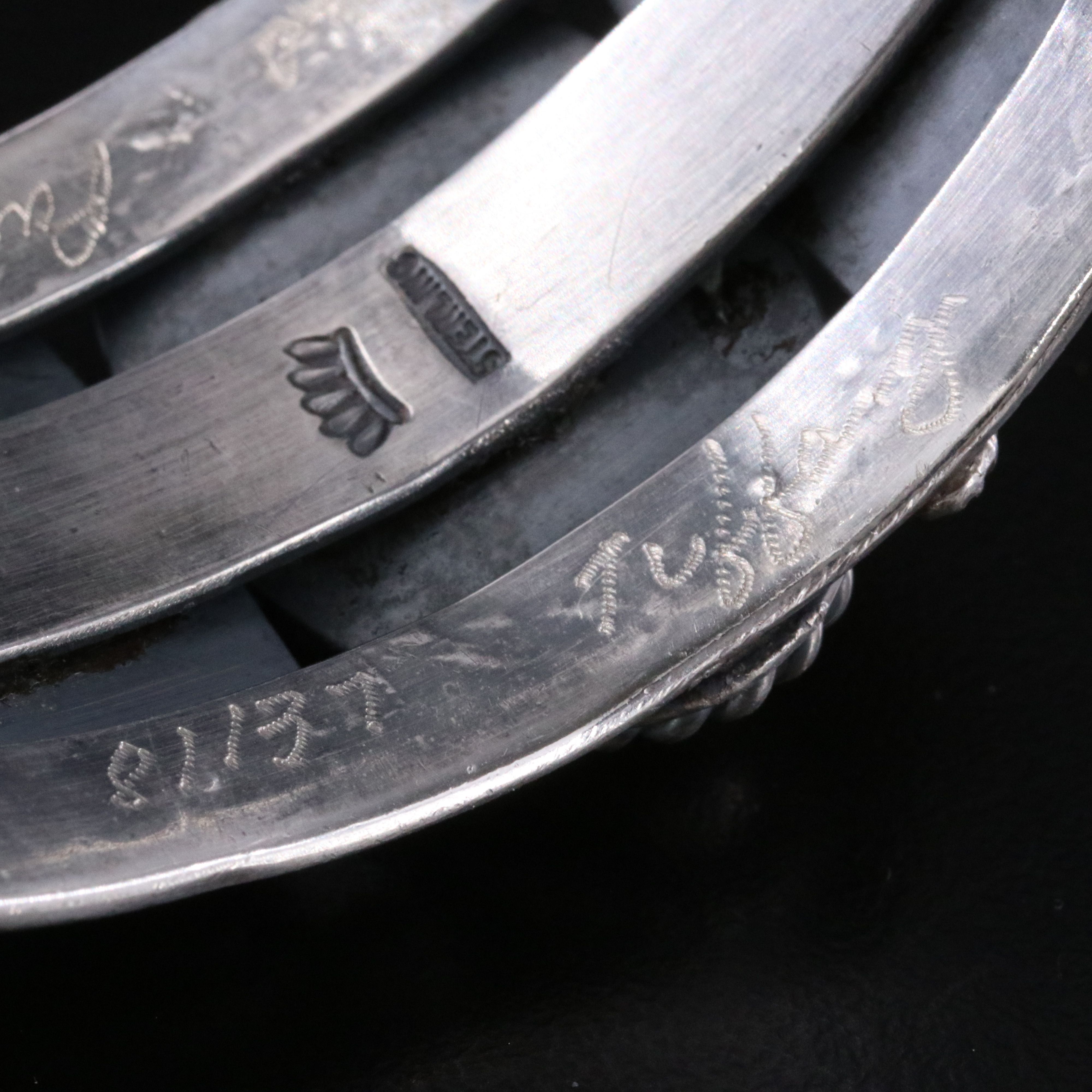 Vintage Southwestern Signed Sterling Fossilized Walrus Ivory Cuff Bracelet