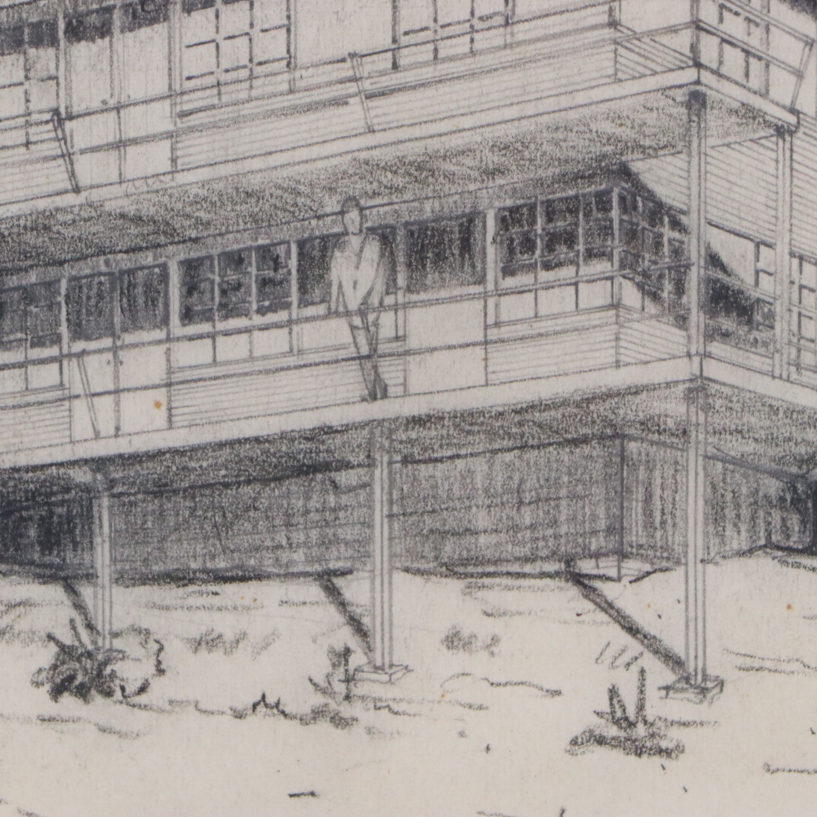 George Taylor Graphite Drawing "Residence for Judge George J. Weller," 20th C.